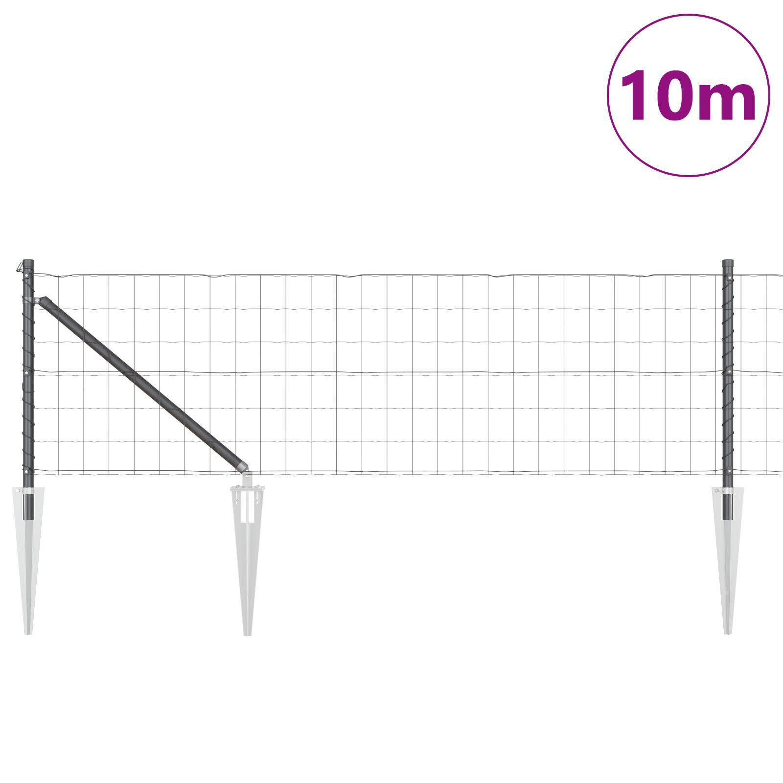 Gard Euro cu 7 Posturi Spike 0.6x10 m Oțel Zincat Gri GartenMobel Dekor