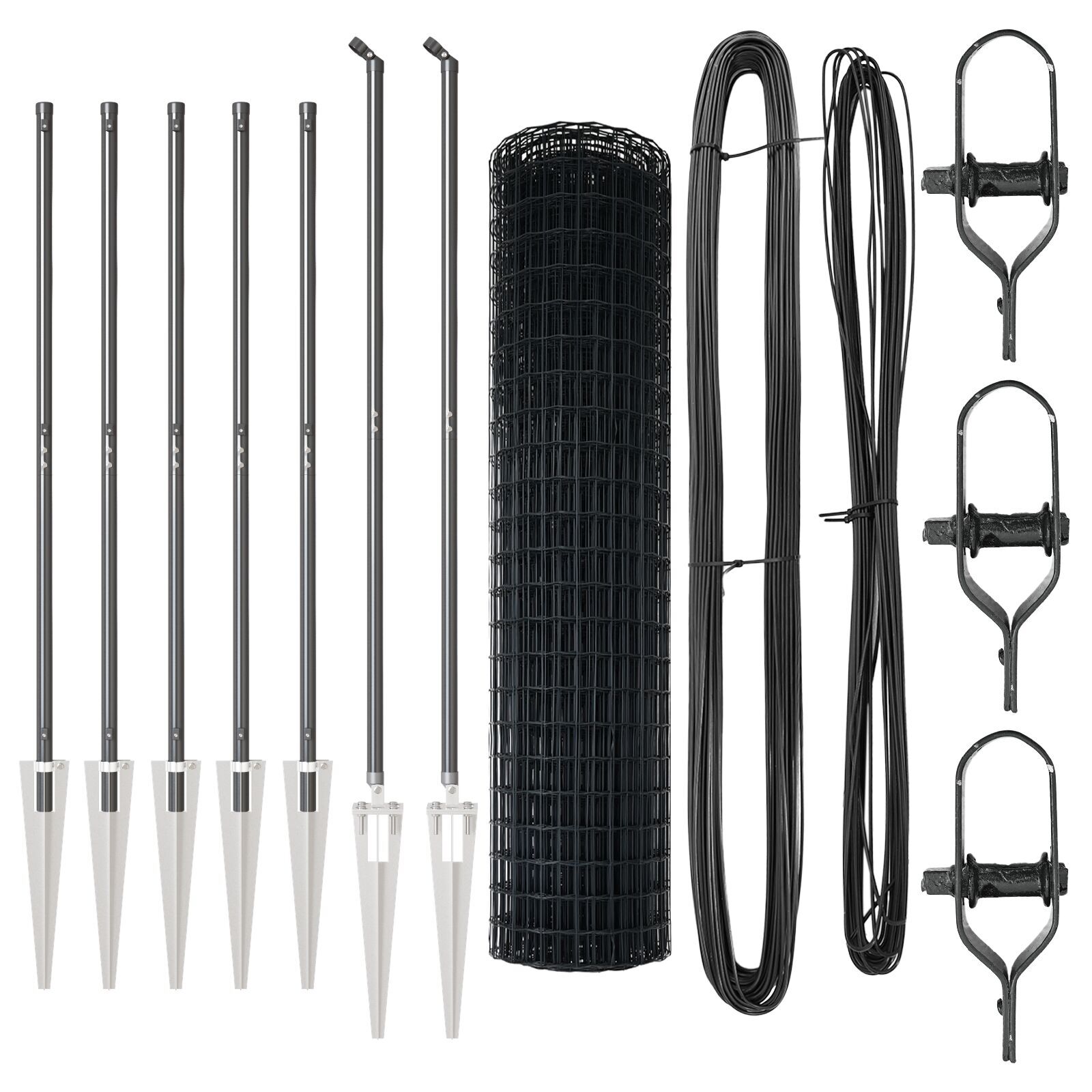 Gard Euro cu 7 stâlpi cu vârf 1.4x10 m Oțel galvanizat Gri GartenMobel Dekor