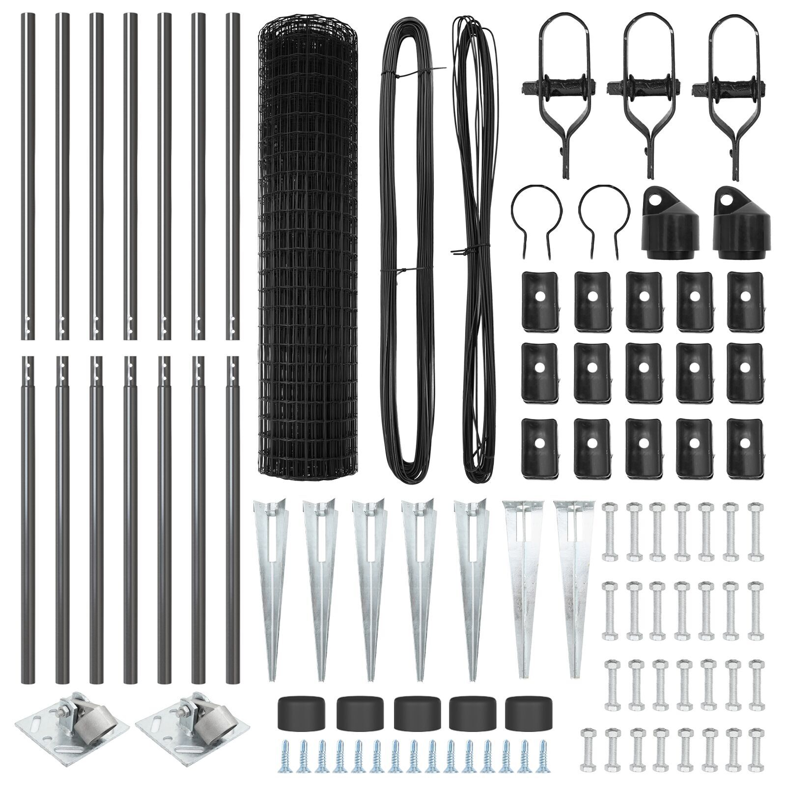 Gard Euro cu 7 stâlpi cu vârf 1.4x10 m Oțel galvanizat Gri GartenMobel Dekor