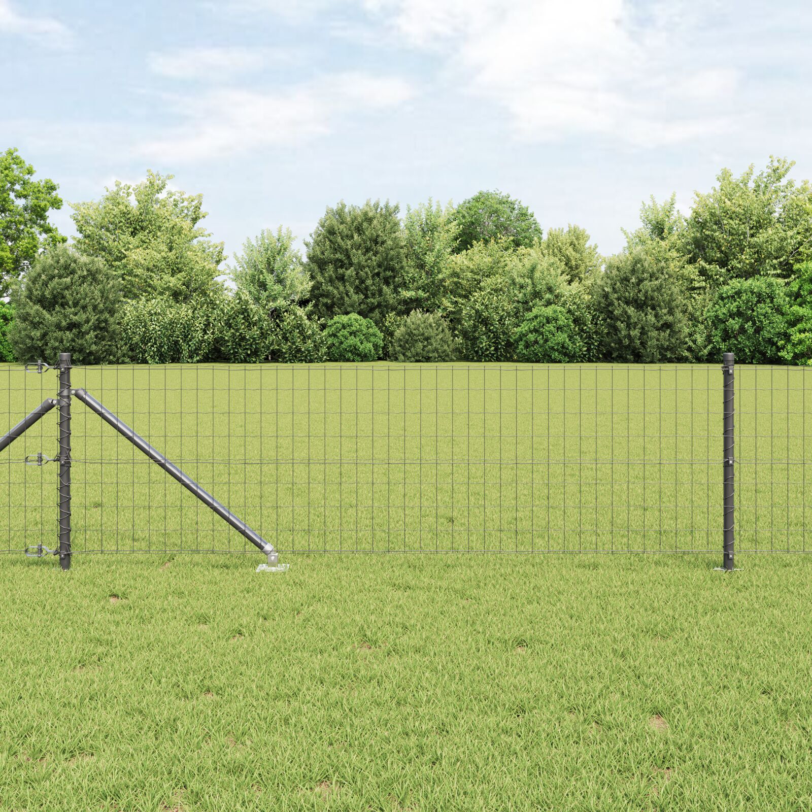 Gard Euro cu 7 stâlpi cu vârfuri 0.6x10 m Oțel galvanizat Gri GartenMobel Dekor