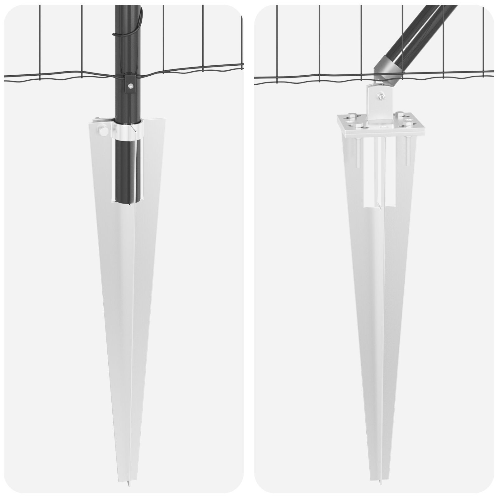 Gard Euro cu 7 stâlpi cu vârfuri 0.6x10 m Oțel galvanizat Gri GartenMobel Dekor