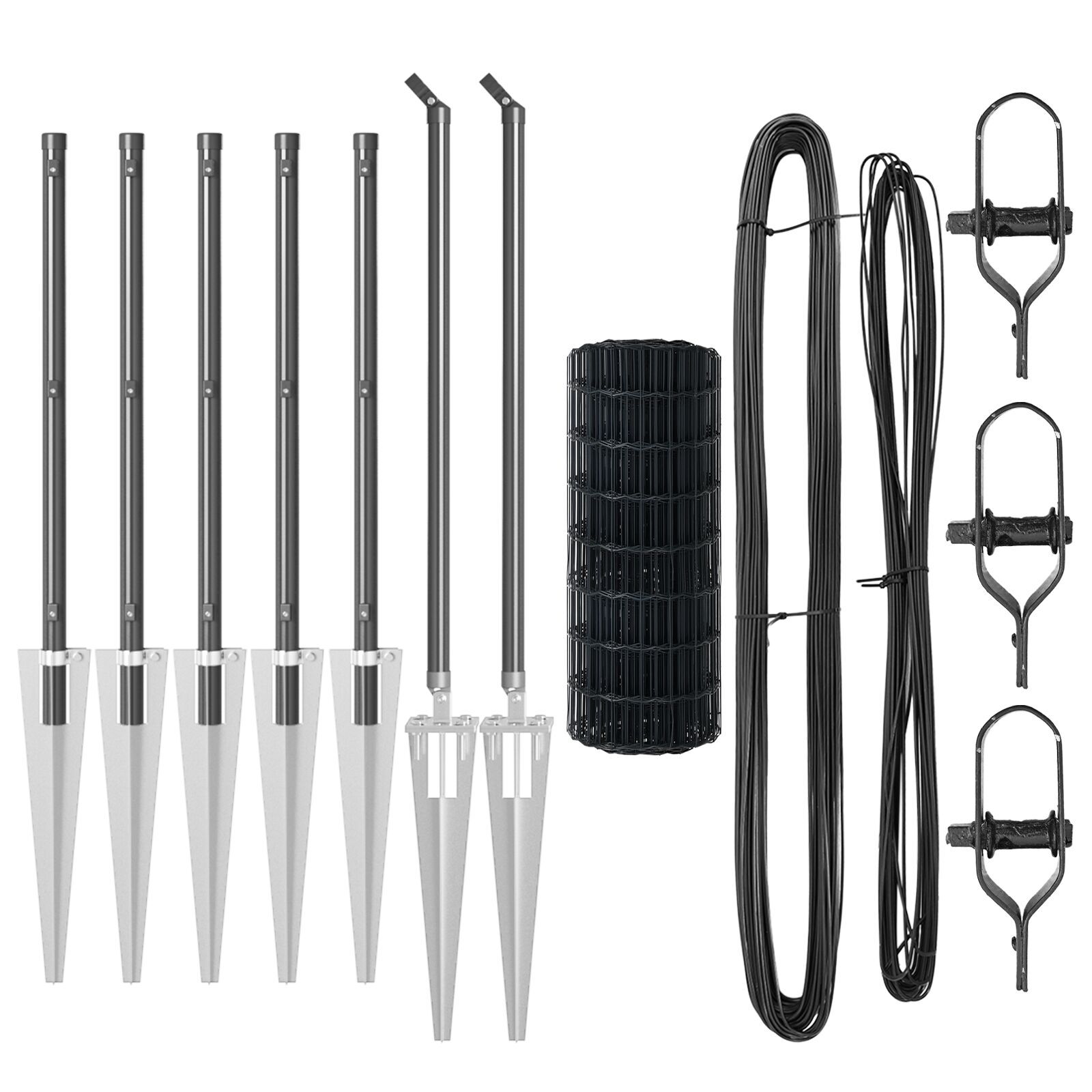 Gard Euro cu 7 stâlpi cu vârfuri 0.6x10 m Oțel galvanizat Gri GartenMobel Dekor