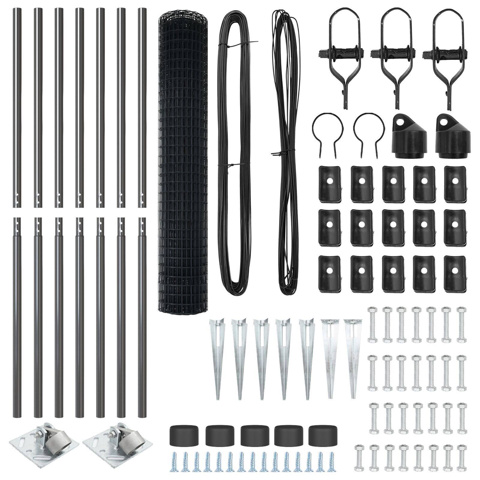 Gard Euro cu 7 stâlpi spike 1.5x10 m Oțel galvanizat Gri GartenMobel Dekor