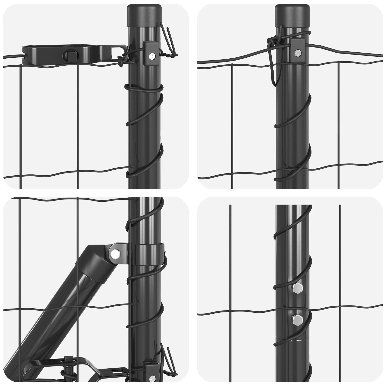 Gard Euro cu 7 stâlpi spike 1.5x10 m Oțel galvanizat Gri GartenMobel Dekor
