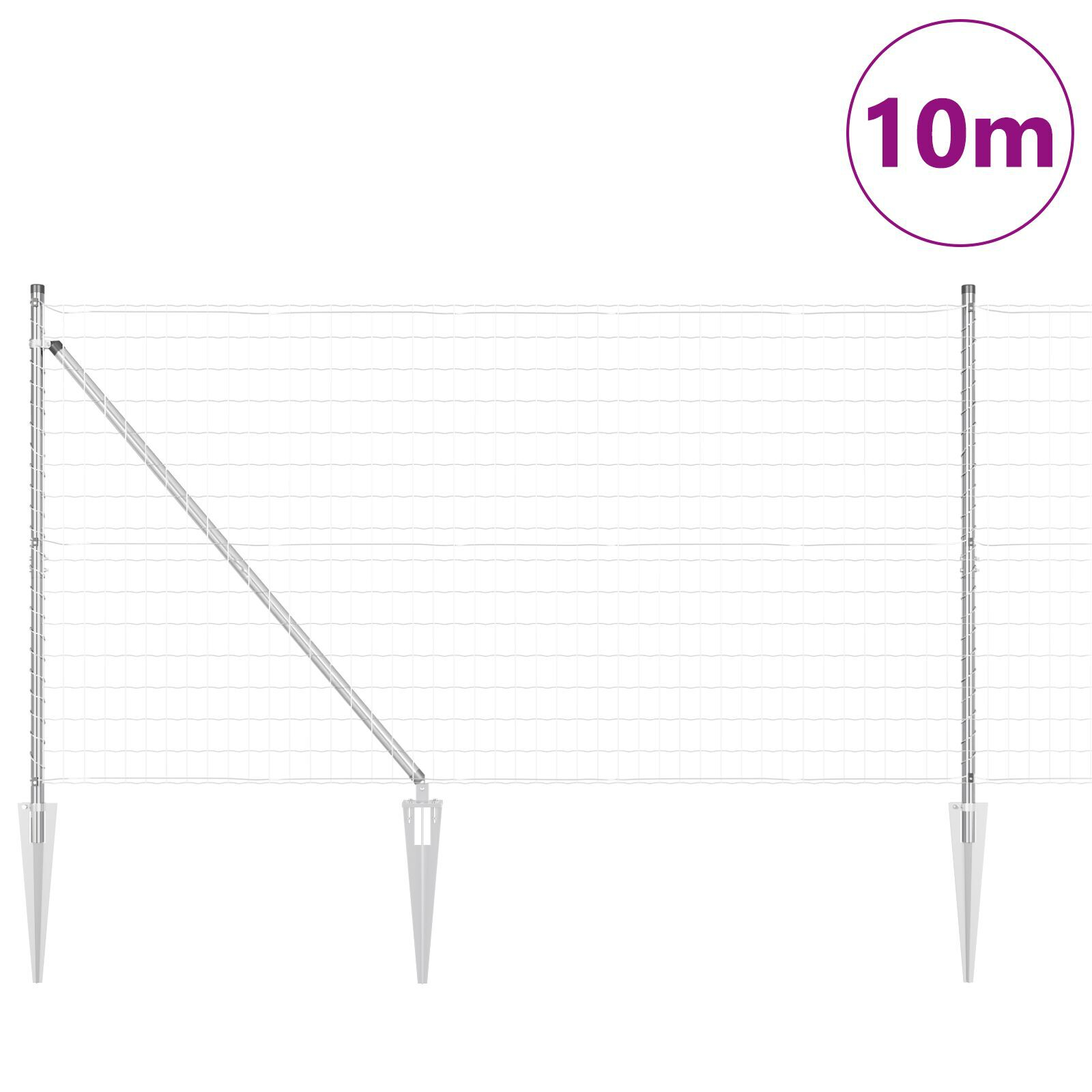 Euro Fence cu 7 stâlpi cu vârf 1.2x10 m Oțel galvanizat GartenMobel Dekor