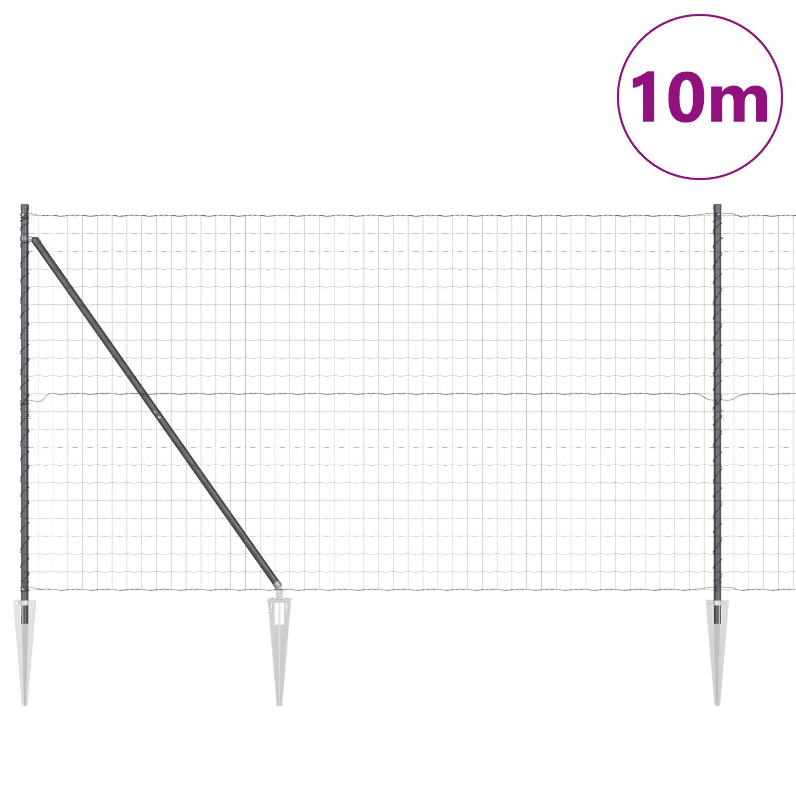 Euro Fence cu 7 țepi de sprijin 1.6x10 m Oțel galvanizat Gri GartenMobel Dekor