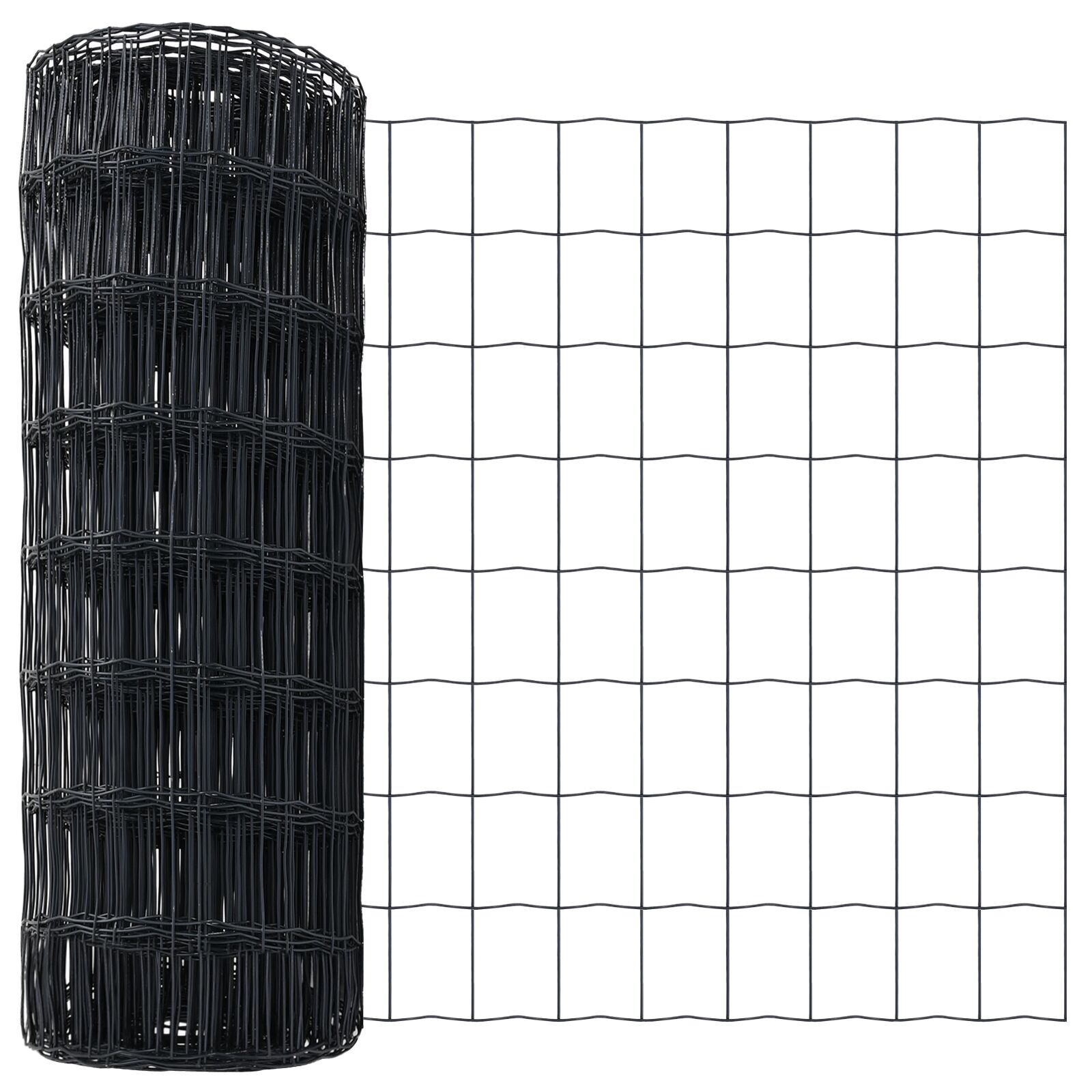 Gard Euro cu 7 Stâlpi cu Vârf 0.8x10 m din Oțel Galvanizat Gri GartenMobel Dekor