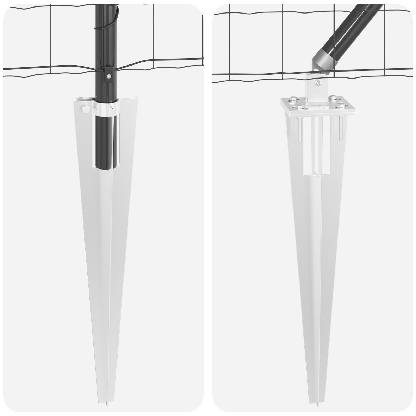 Gard Euro cu 7 Stâlpi cu Vârf 0.8x10 m din Oțel Galvanizat Gri GartenMobel Dekor