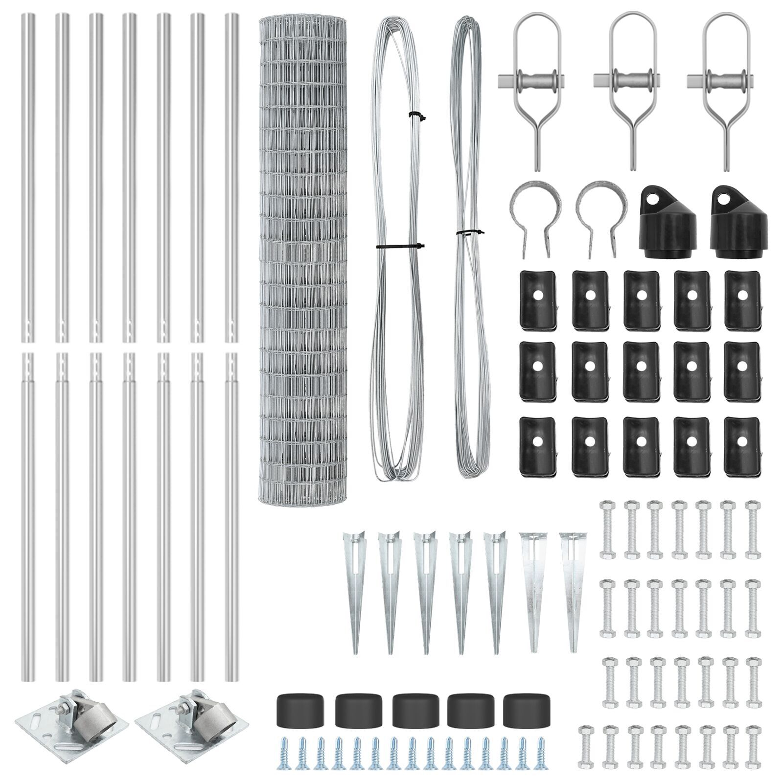 Gard Euro cu 7 stâlpi cu vârf 1.5x10 m din oțel galvanizat GartenMobel Dekor