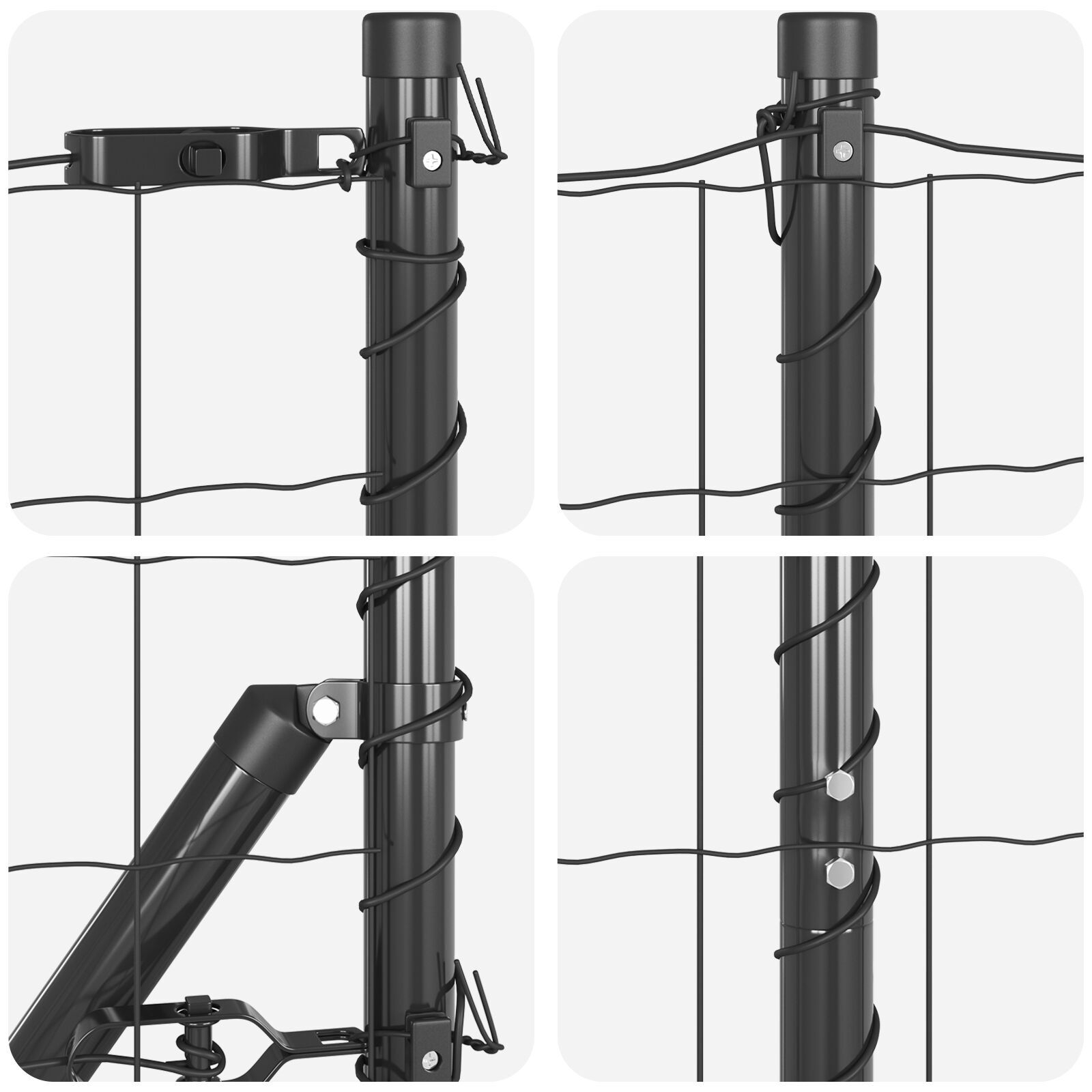 Împrejmuire Euro Set de 2 Gri Oțel Vopsit Electrostatic GartenMobel Dekor