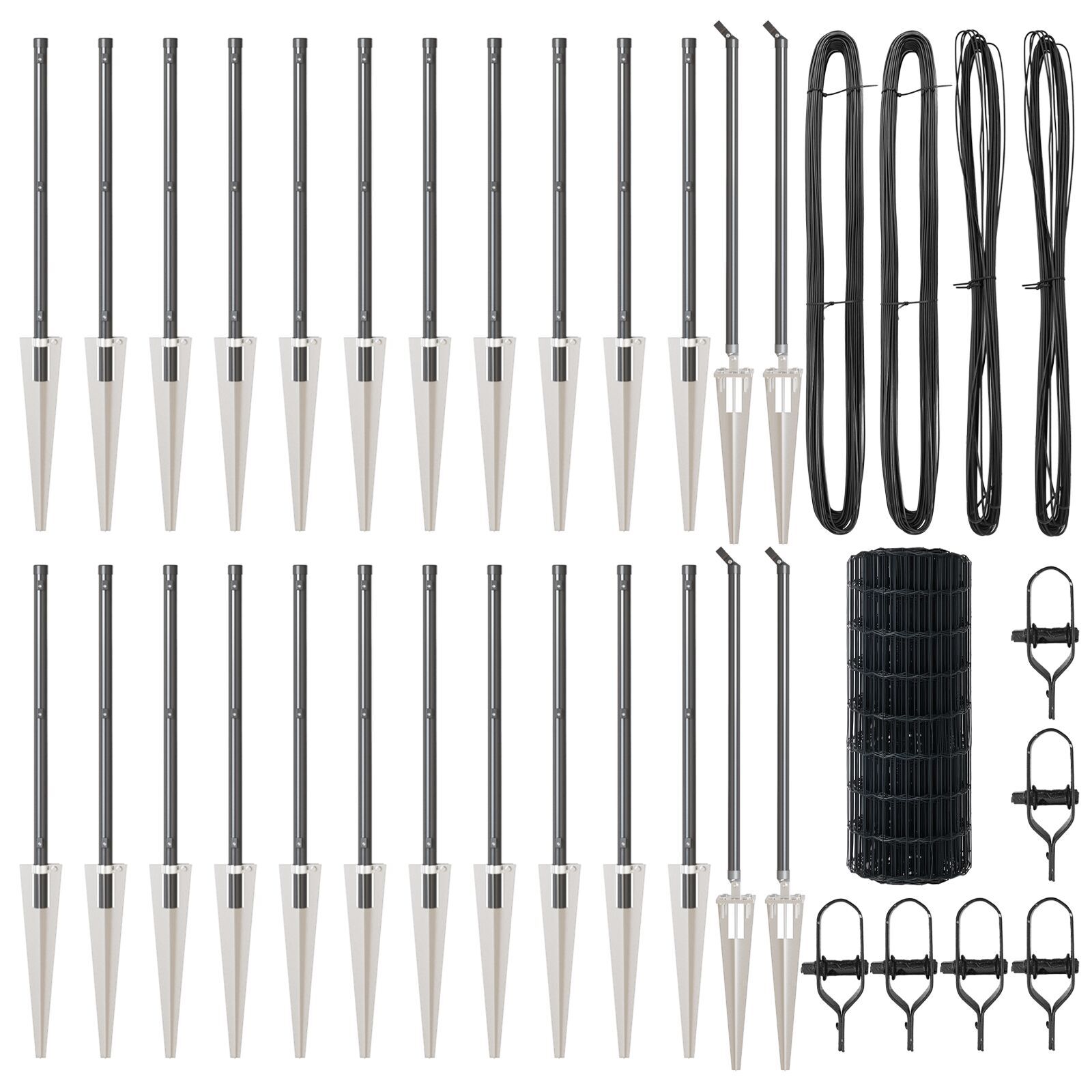 Împrejmuirea Euro cu 13 posturi de vârf 0.6x50 m Oțel galvanizat Gri GartenMobel Dekor