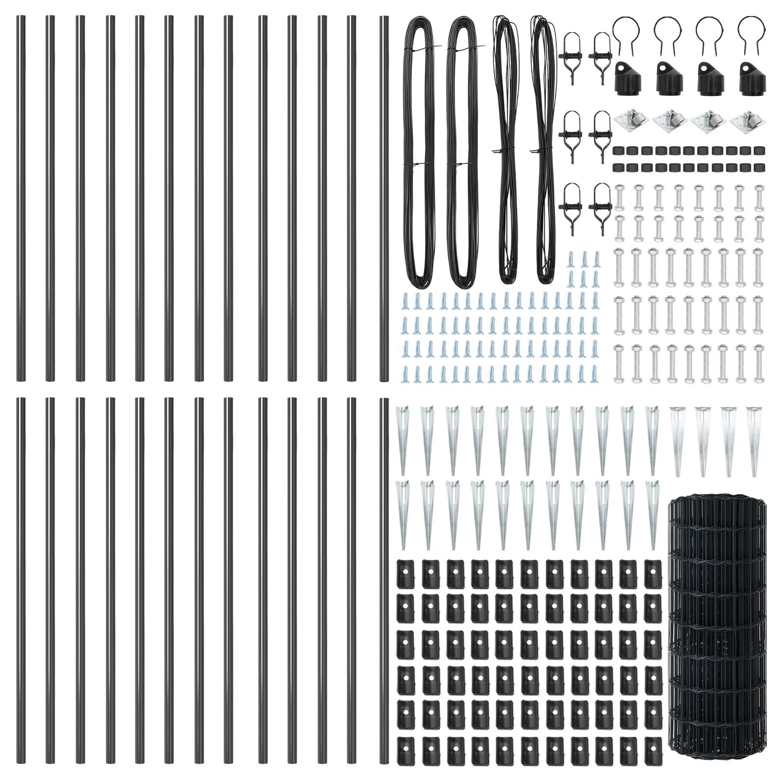 Împrejmuirea Euro cu 13 posturi de vârf 0.6x50 m Oțel galvanizat Gri GartenMobel Dekor