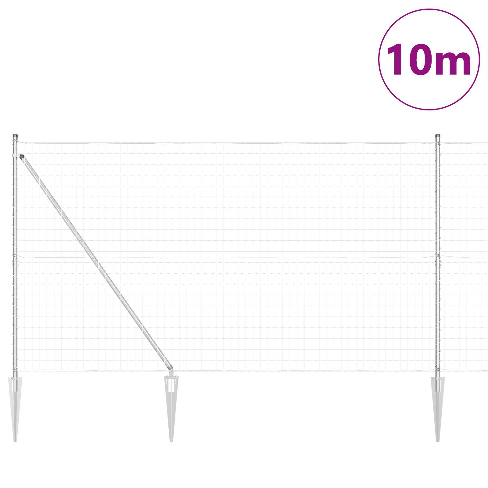 Împrejmuirea Euro cu 7 posturi de ancorare 1.6x10 m din oțel galvanizat GartenMobel Dekor