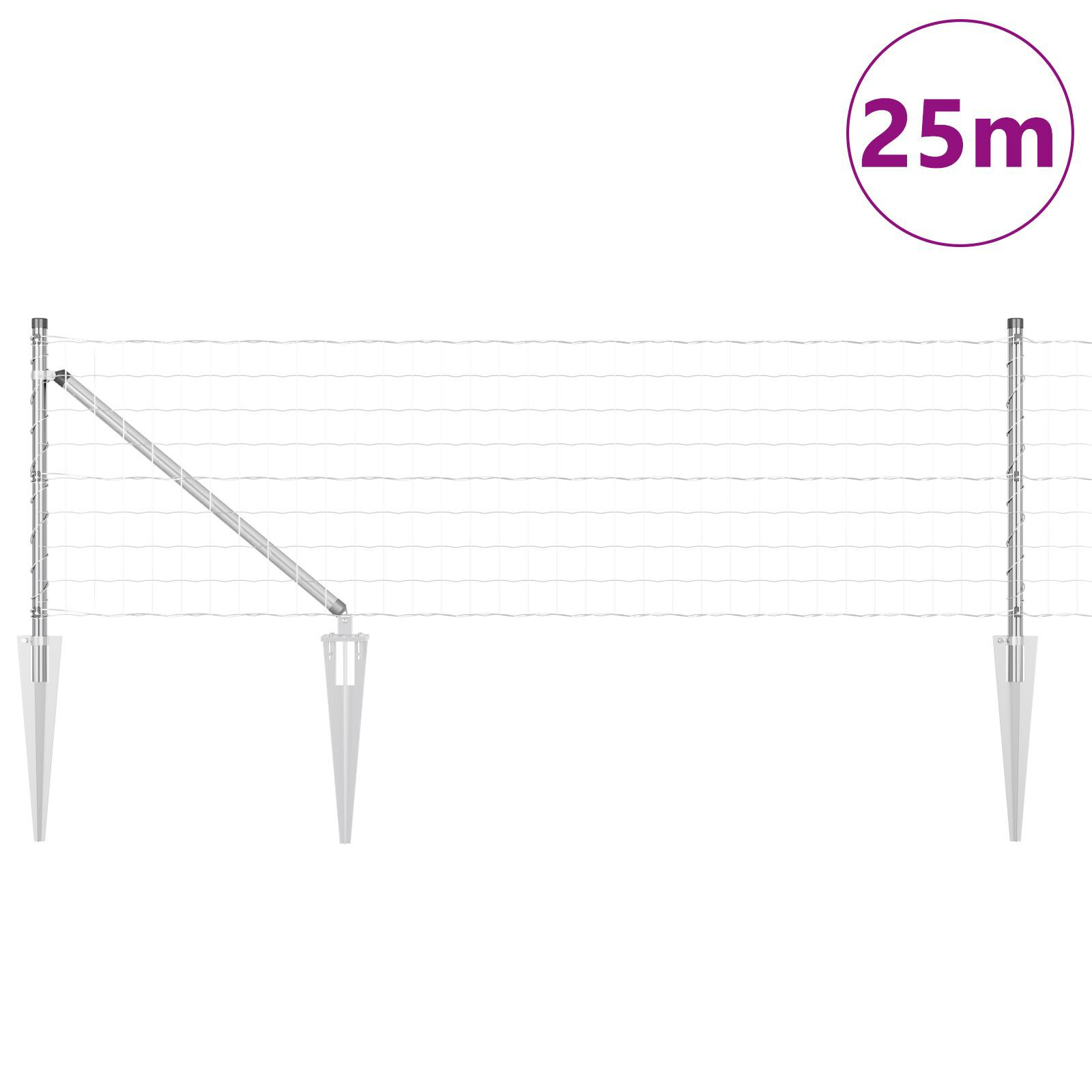 Gard Euro cu 13 țăruși de fixare 0.6x25 m din oțel galvanizat GartenMobel Dekor