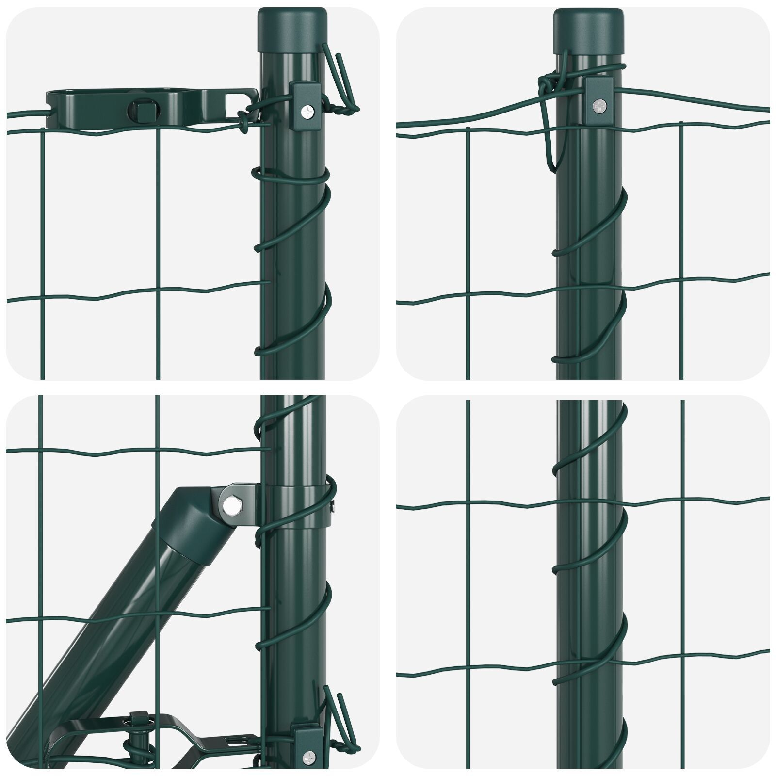 Gard Euro cu 7 stâlpi flanșați 1x10 m Oțel galvanizat GartenMobel Dekor