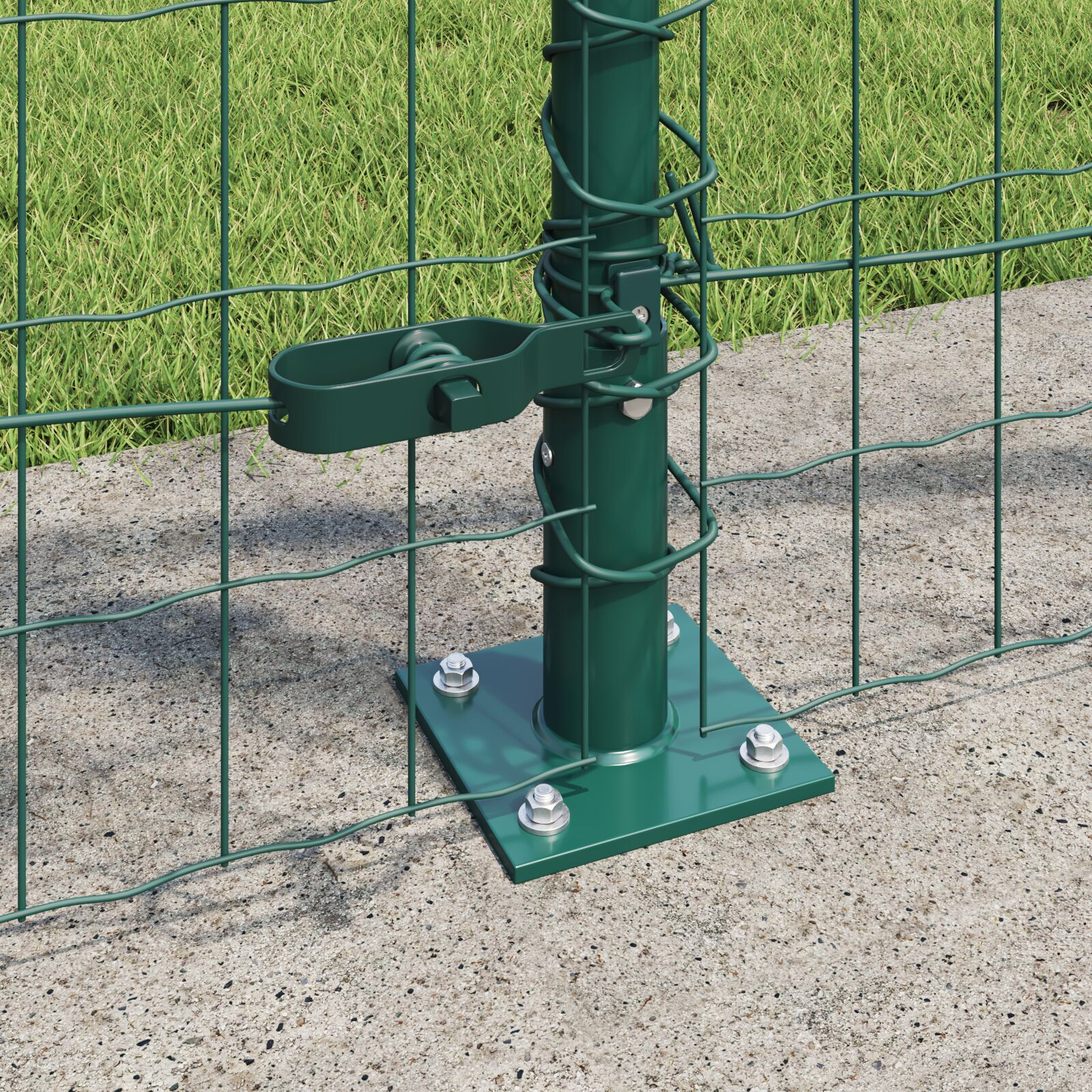 Gard Euro cu 7 stâlpi flanșați 1x10 m Oțel galvanizat GartenMobel Dekor