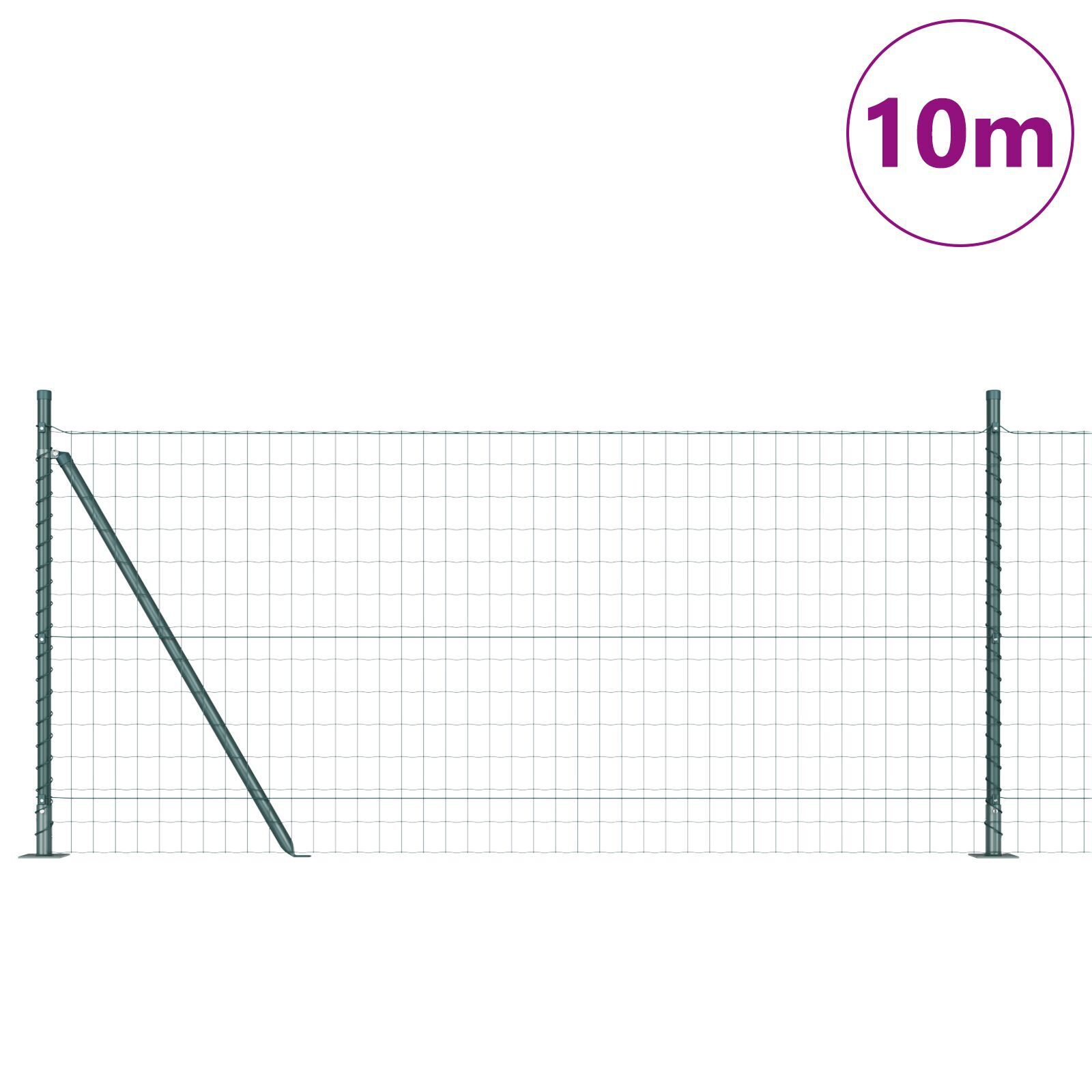 Gard Euro cu 7 stâlpi flanșați 1x10 m Oțel galvanizat GartenMobel Dekor