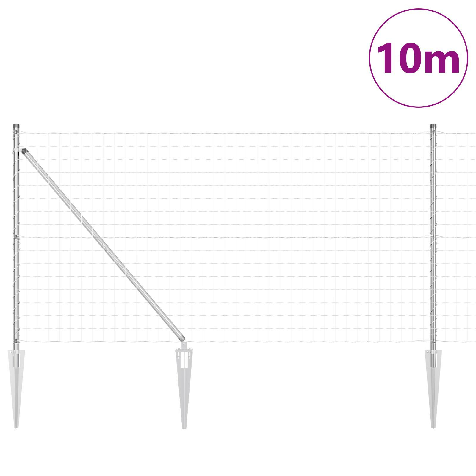 Împrejmuirea Euro cu 7 stâlpi cu vârfuri 1.2x10 m din oțel zincat GartenMobel Dekor