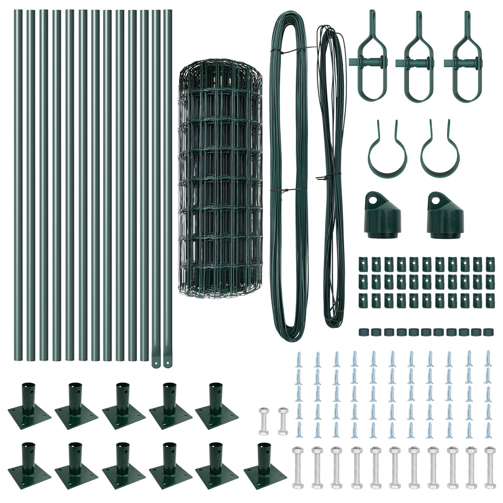 Gard Euro cu 13 stâlpi cu flanșe 0.4x25 m Oțel galvanizat GartenMobel Dekor