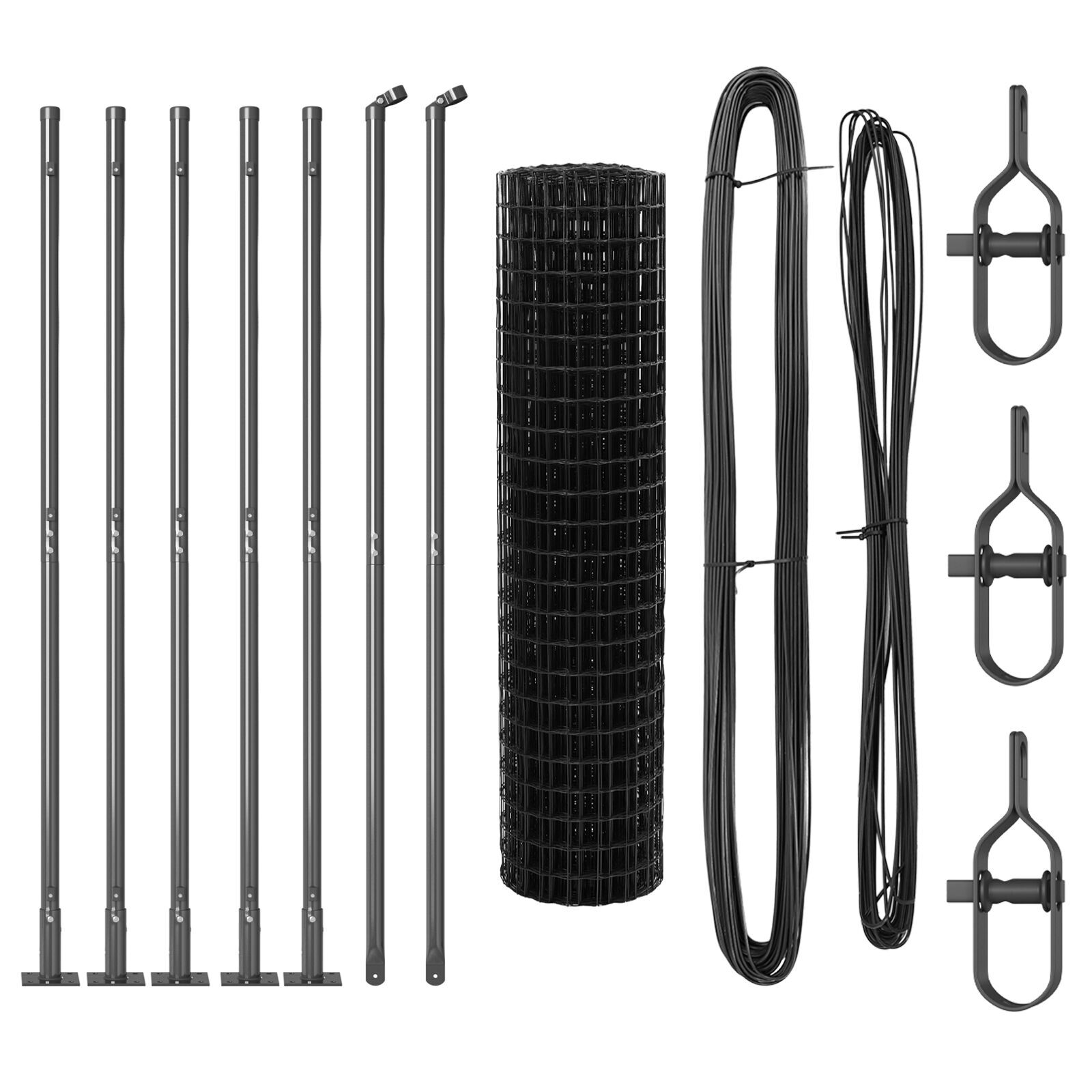 Gard Euro cu 7 Stâlpi Flanșați 1x10 m Oțel galvanizat GartenMobel Dekor