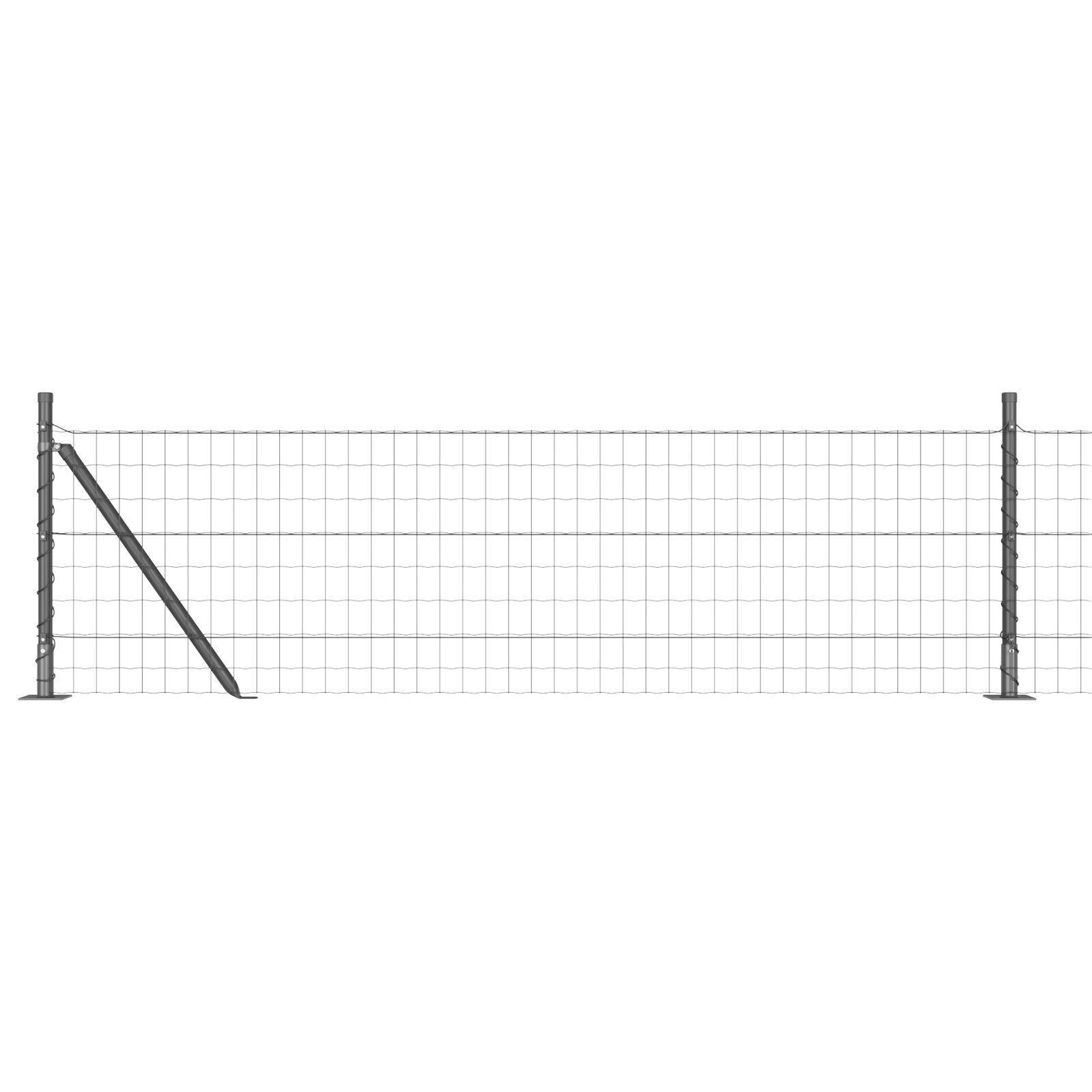 Euro Fence cu 13 Stâlpi Flanșați 0.4x50 m Oțel Galvanizat GartenMobel Dekor