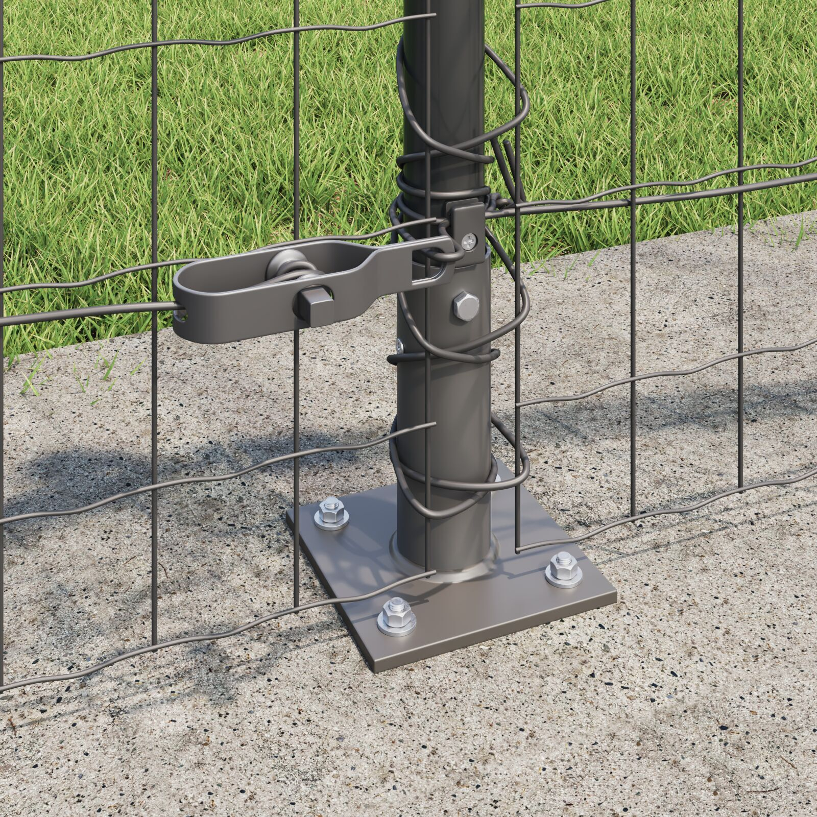 Euro Fence cu 7 Stâlpi Flanșați 0.4x10 m Oțel Galvanizat GartenMobel Dekor