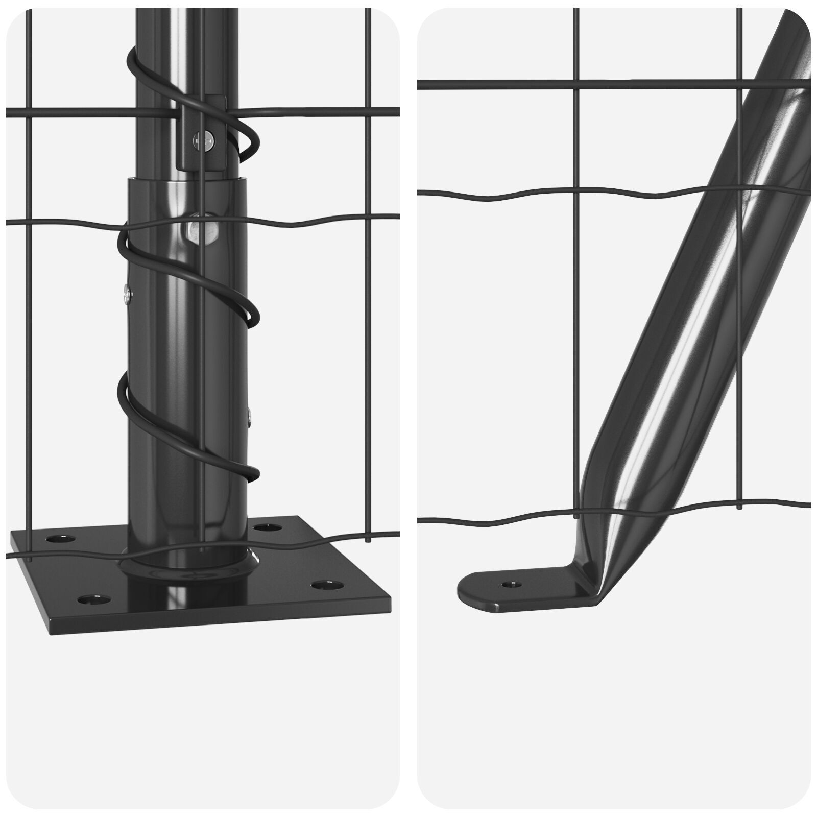 Euro Fence cu 7 Stâlpi Flanșați 0.4x10 m Oțel Galvanizat GartenMobel Dekor