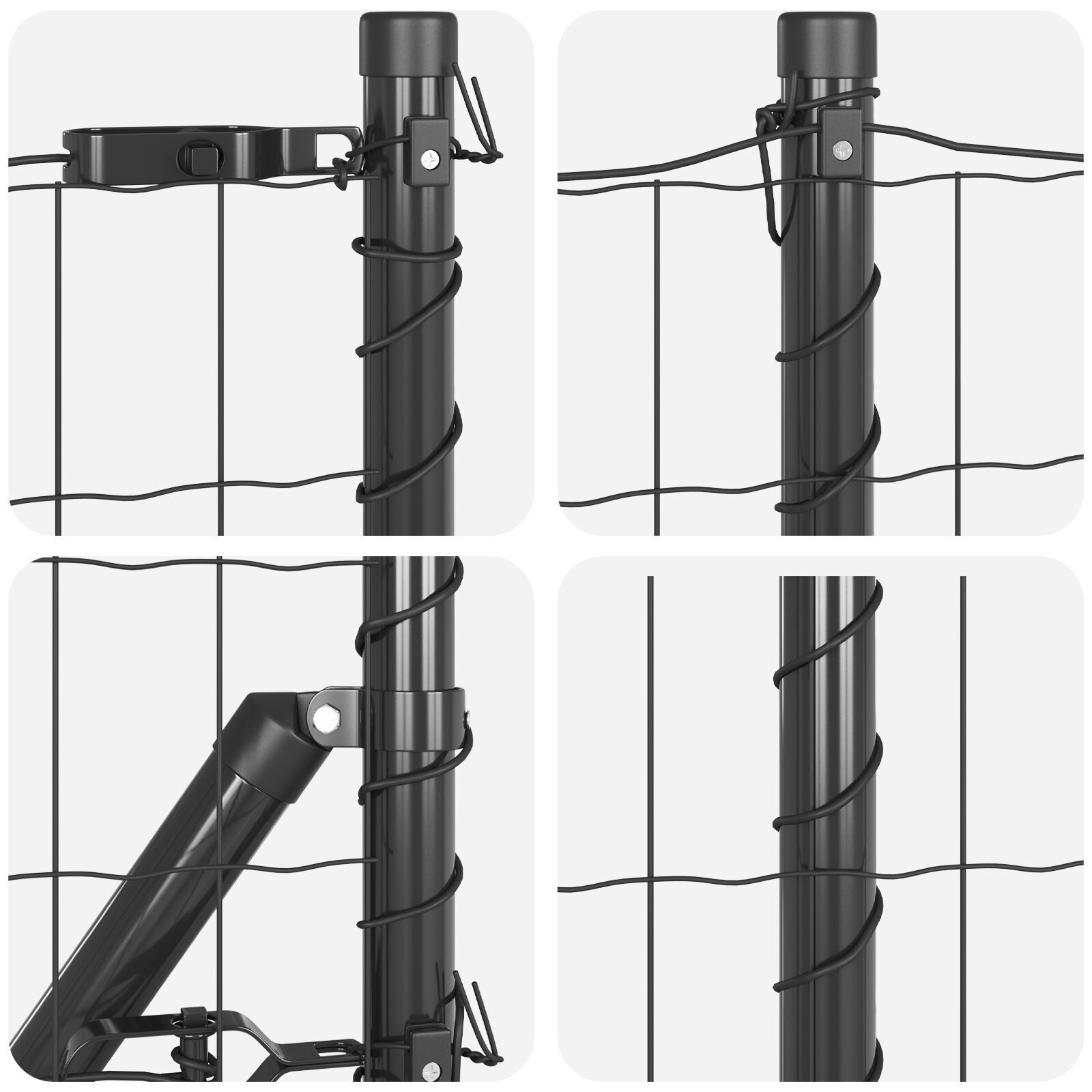 Euro Fence cu 7 Stâlpi Flanșați 0.4x10 m Oțel Galvanizat GartenMobel Dekor