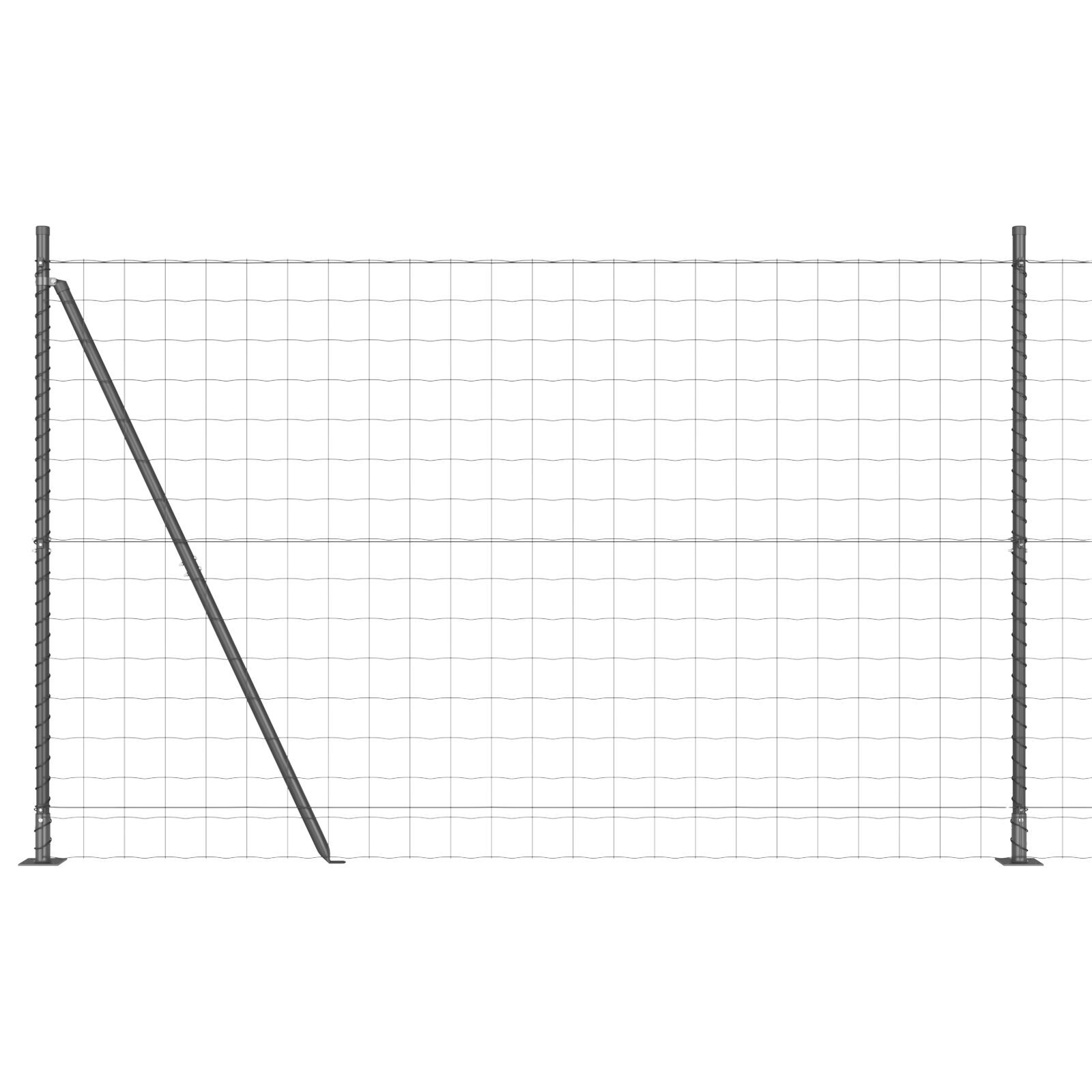 Euro Fence cu 7 Stâlpi Flanșați 1.4x10 m Oțel Galvanizat GartenMobel Dekor