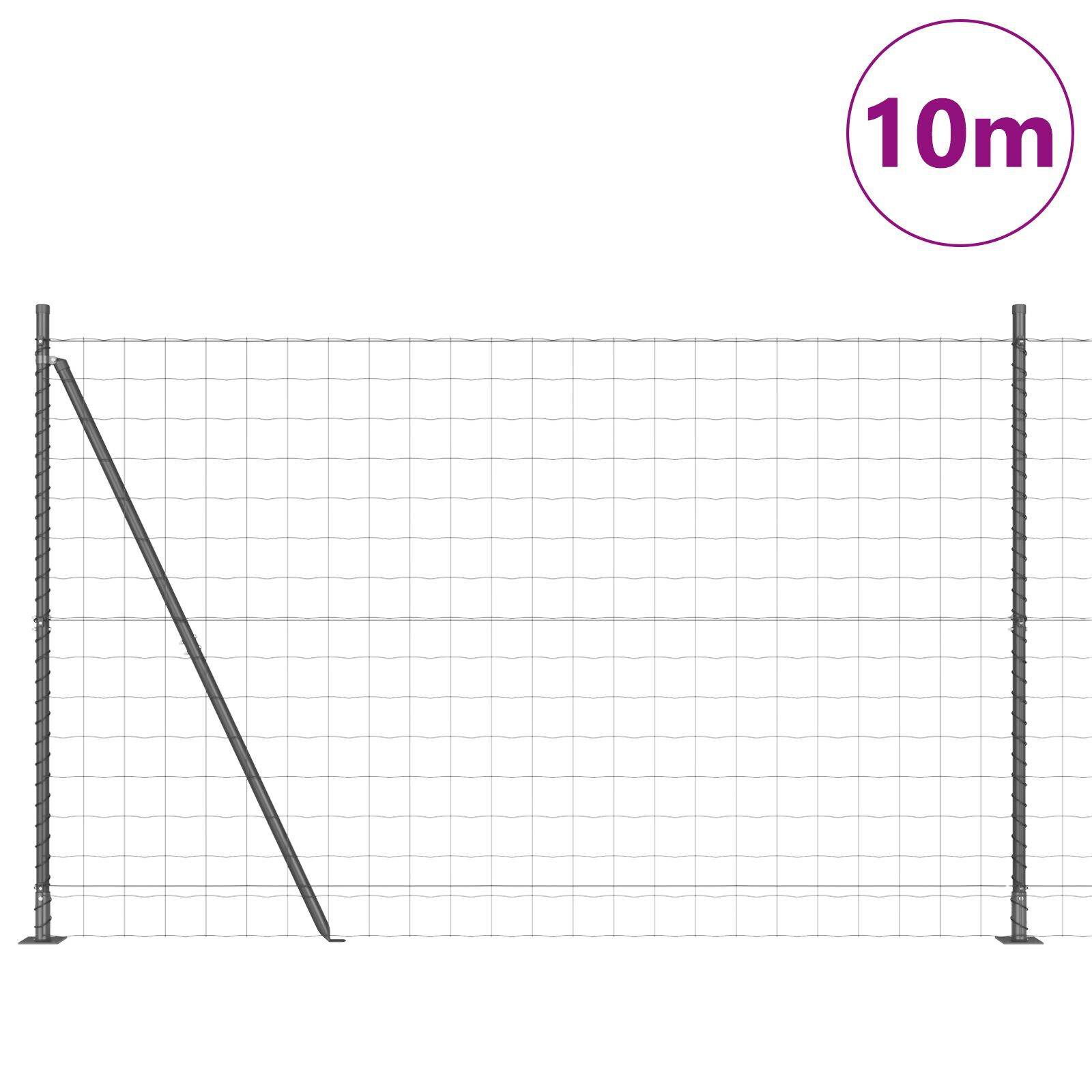 Euro Fence cu 7 Stâlpi Flanșați 1.4x10 m Oțel Galvanizat GartenMobel Dekor