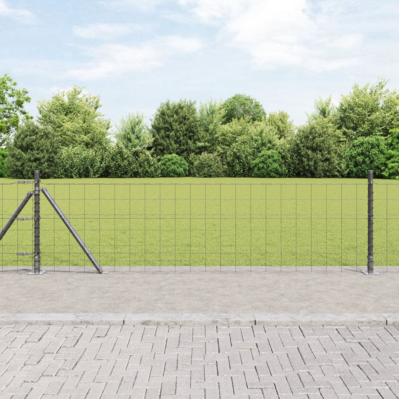 Euro Fence cu 7 stâlpi flanșați 0.6x10 m Oțel galvanizat GartenMobel Dekor