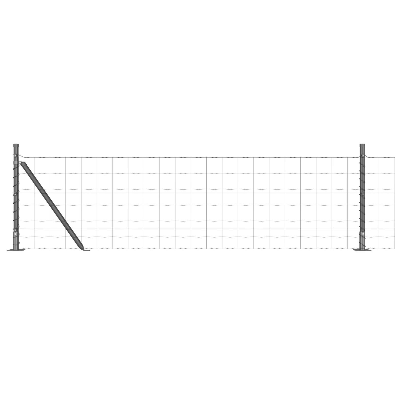 Euro Fence cu 7 stâlpi flanșați 0.6x10 m Oțel galvanizat GartenMobel Dekor
