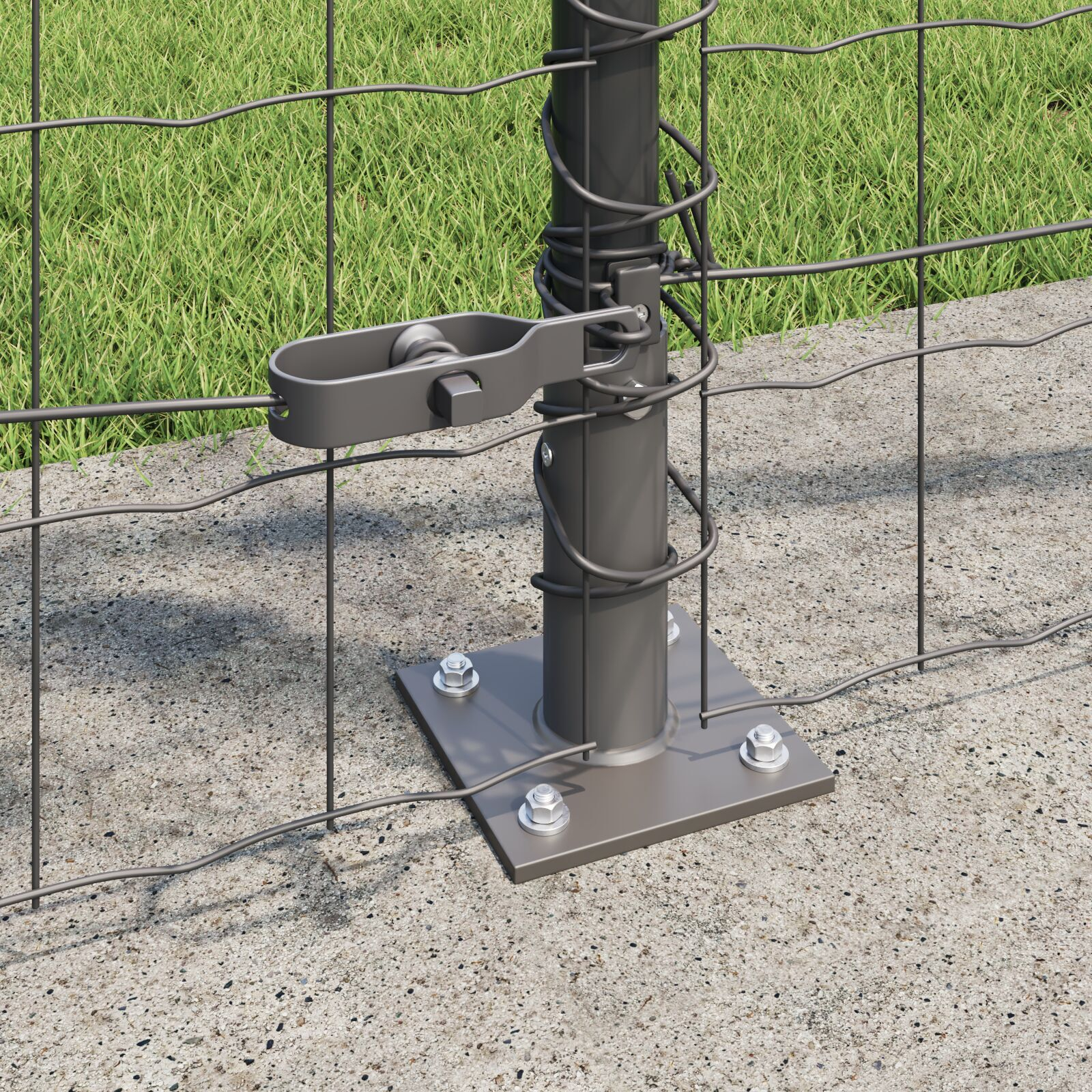 Gard Euro cu 13 stâlpi flansați 0.8x25 m Oțel galvanizat GartenMobel Dekor