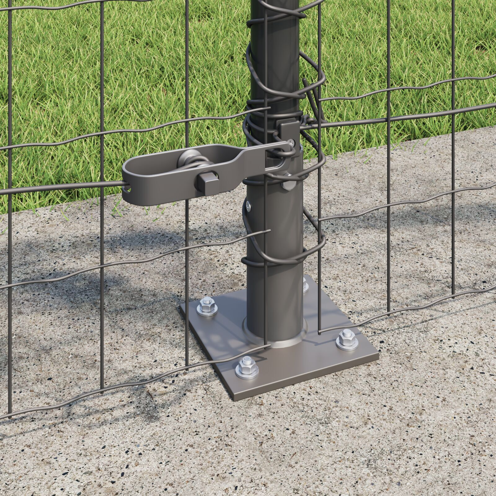 Gard Euro cu 13 stâlpi flanșați 1x25 m oțel galvanizat GartenMobel Dekor