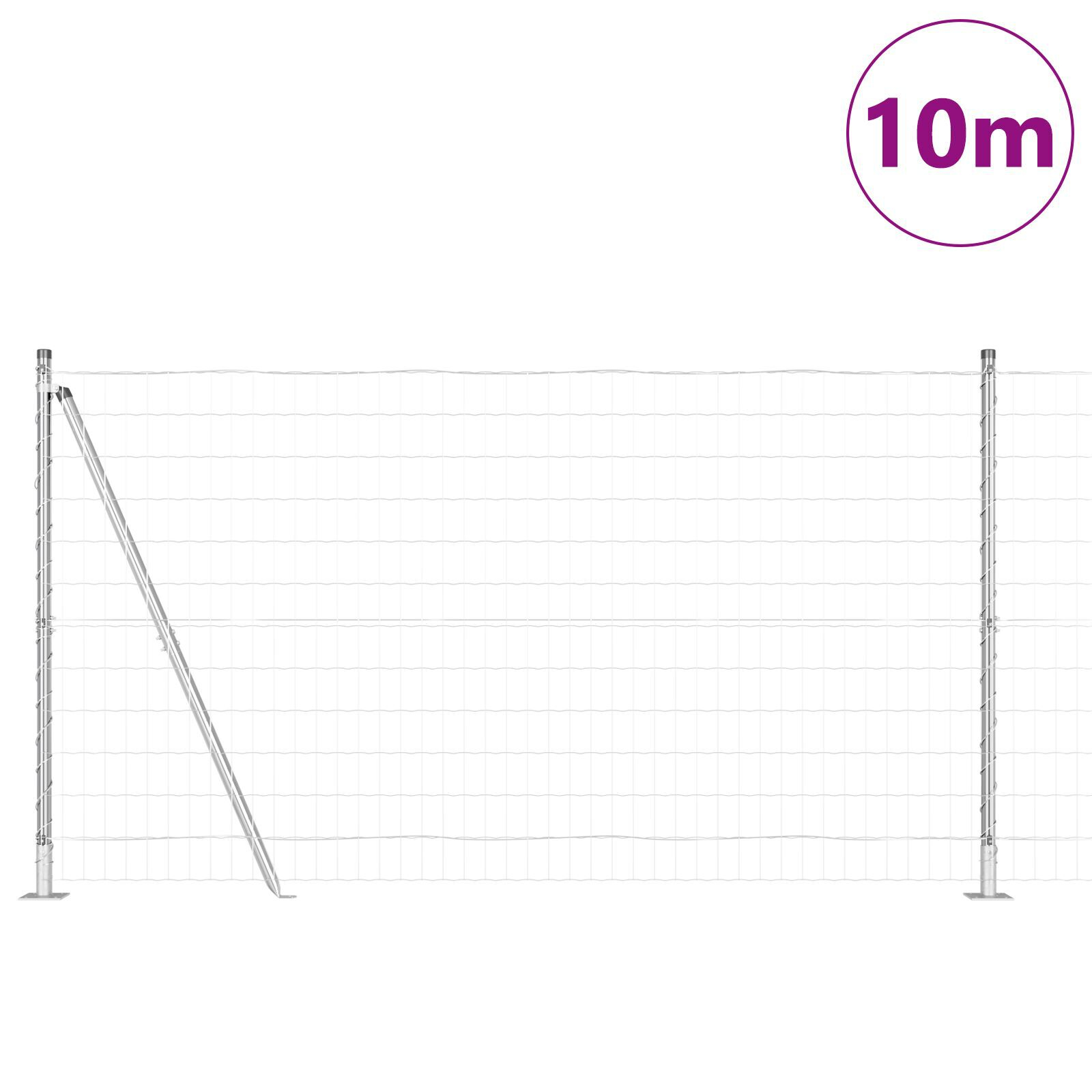 Euro Fence cu 7 Stâlpi Flanșați 1.2x10 m Oțel Galvanizat GartenMobel Dekor