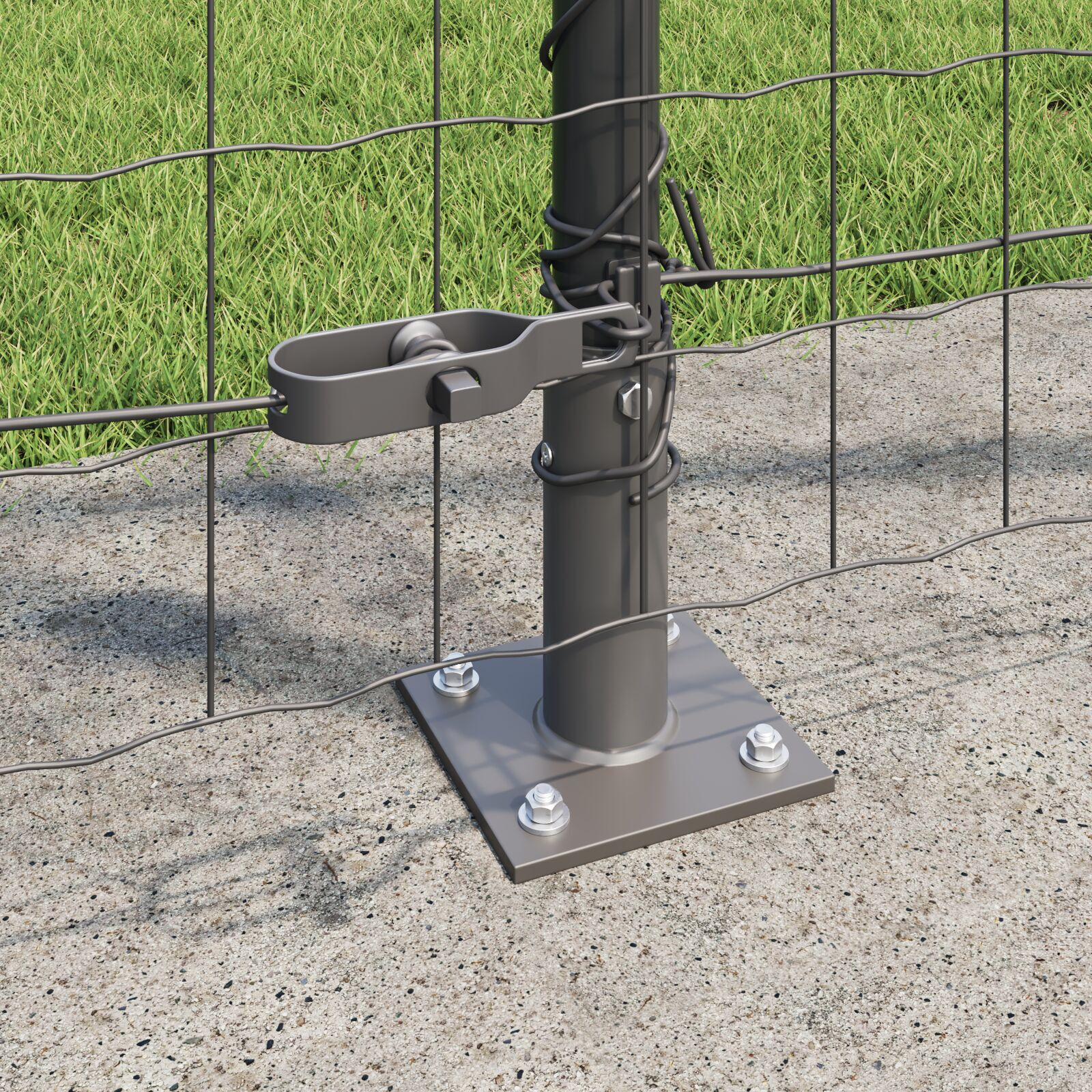 Euro Fence cu 7 stâlpi flanșați 1.2x10 m din oțel galvanizat GartenMobel Dekor