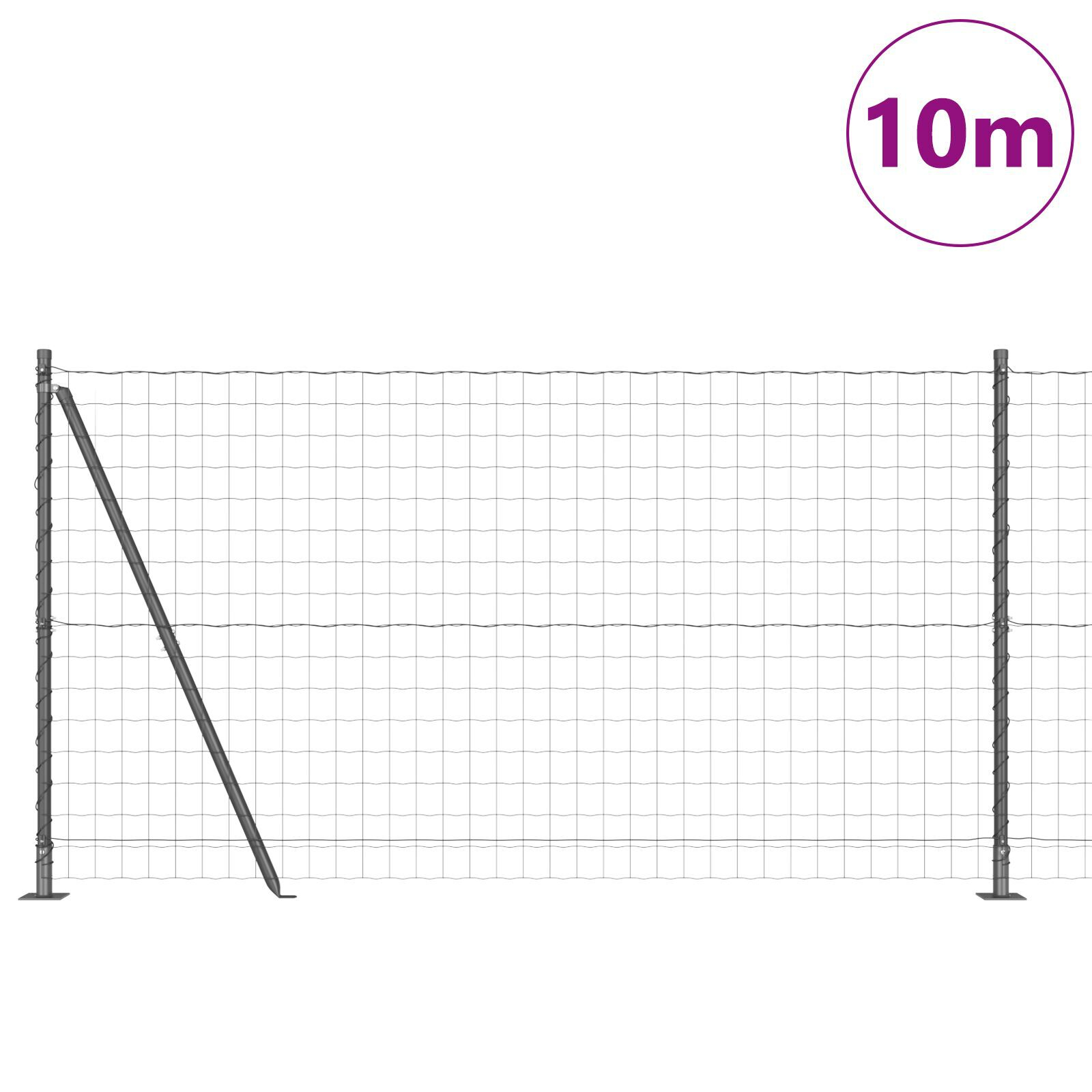Euro Fence cu 7 stâlpi flanșați 1.2x10 m din oțel galvanizat GartenMobel Dekor