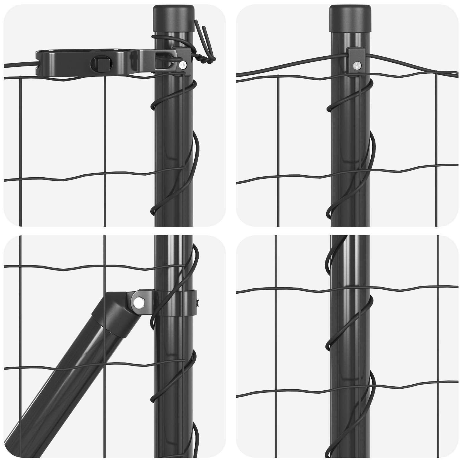 Euro Fence cu 7 stâlpi flanșați 1x10 m Oțel galvanizat GartenMobel Dekor