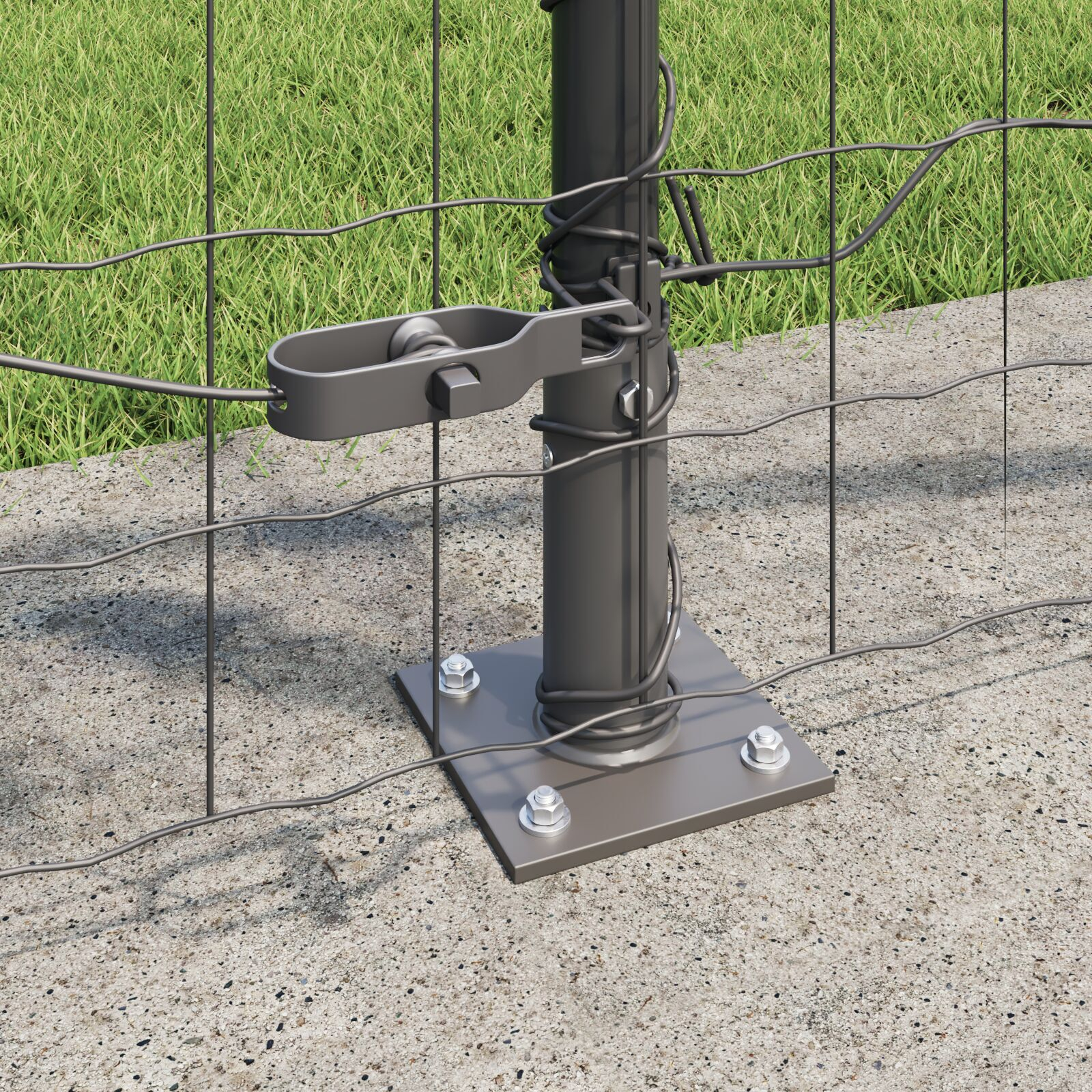 Euro Fence cu 7 stâlpi flanșați 1x10 m Oțel galvanizat GartenMobel Dekor