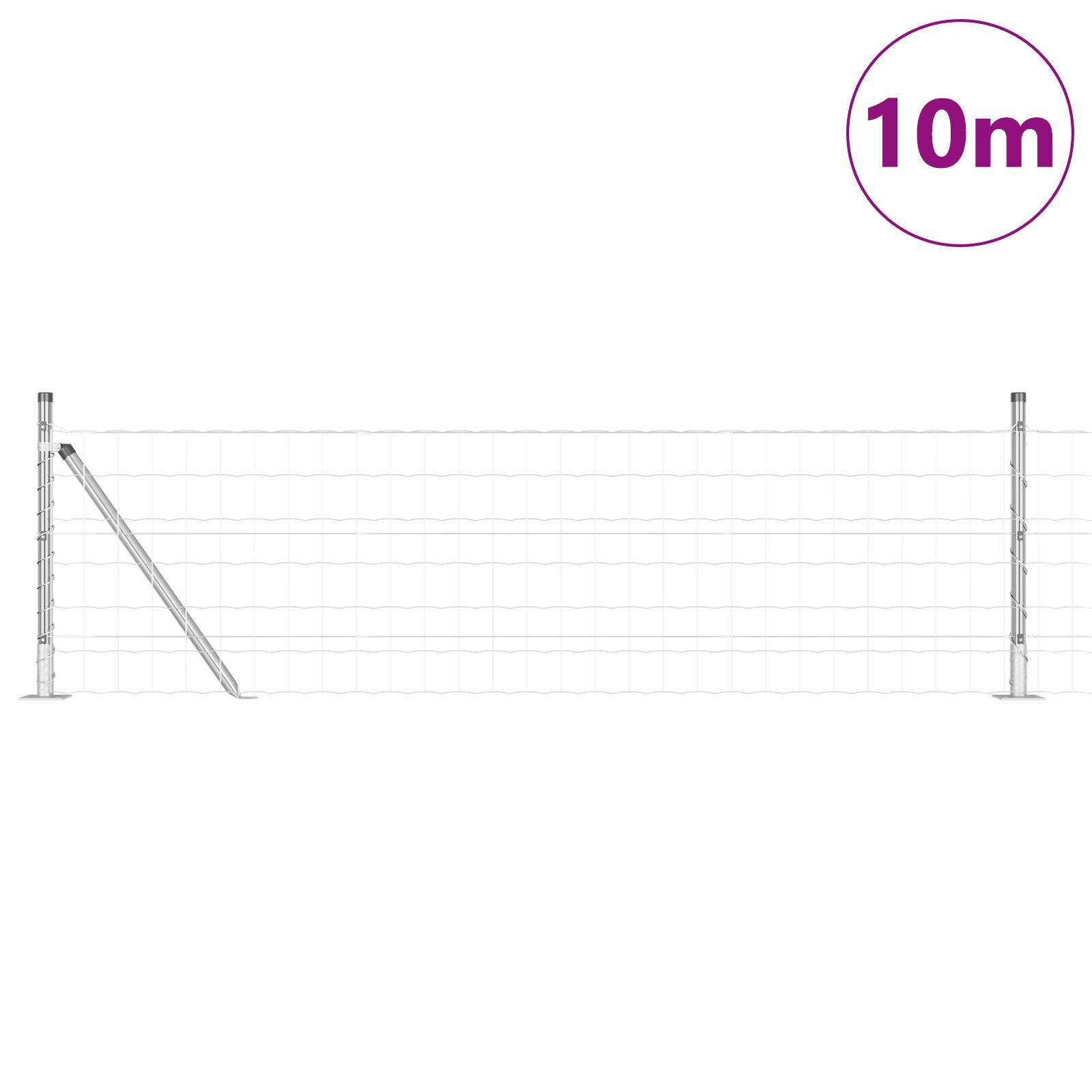Gard Euro cu 7 Stâlpi Flanșați 0.6x10 m Oțel Zincat GartenMobel Dekor