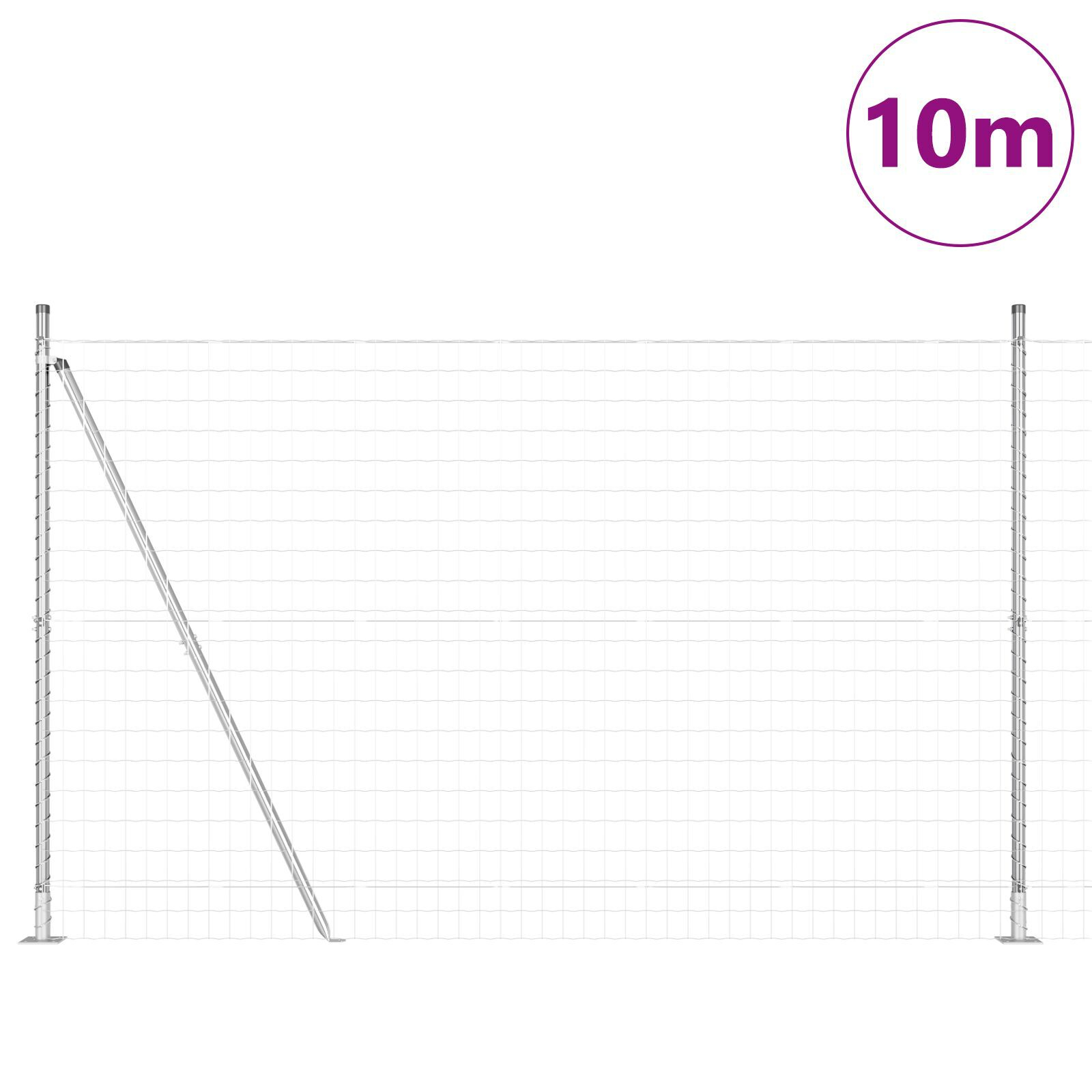 Gard Euro cu 7 Stâlpi Flanșati 1.6x10 m Oțel Zincat GartenMobel Dekor