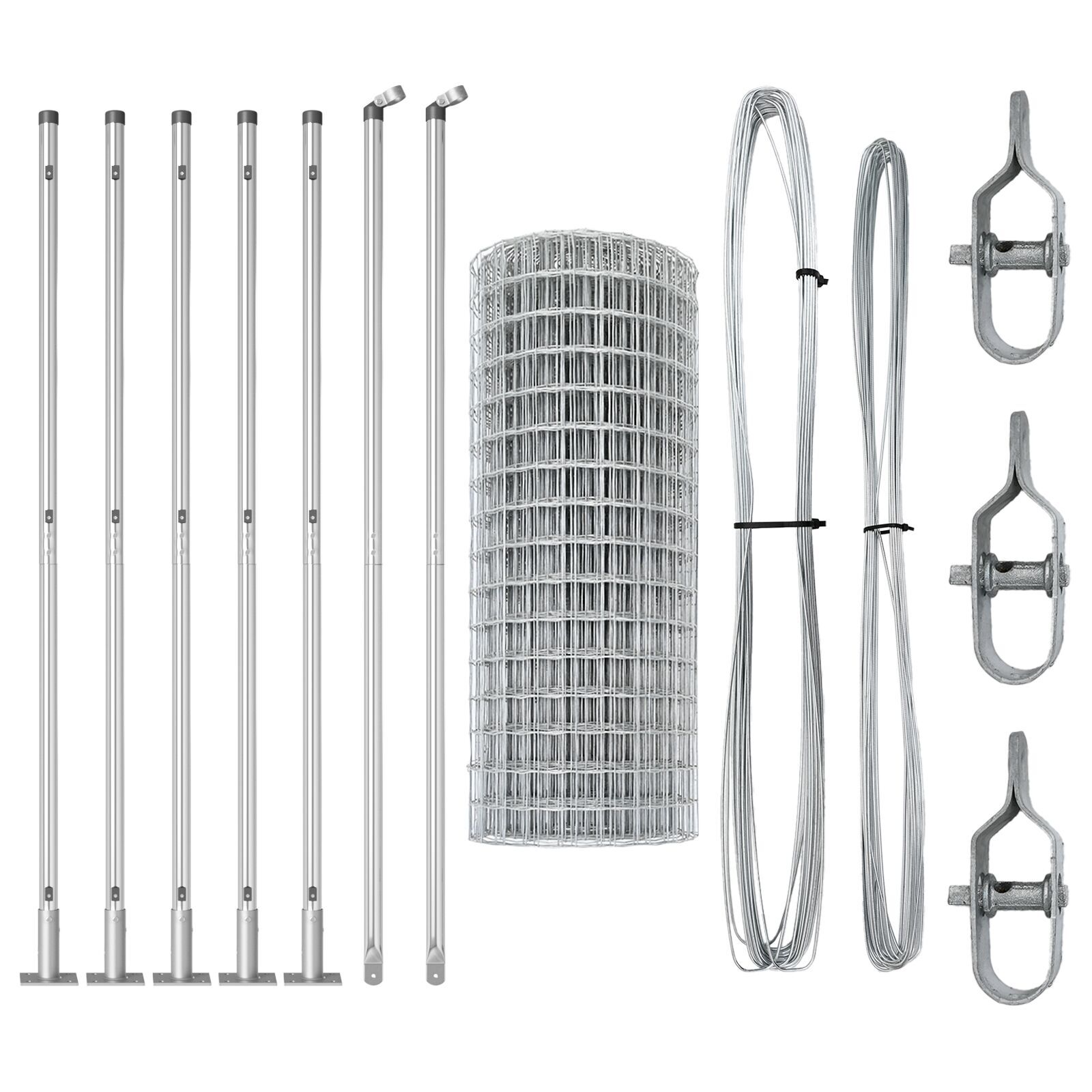 Gard Euro cu 7 posturi flanșate 1.4x10 m Oțel galvanizat GartenMobel Dekor