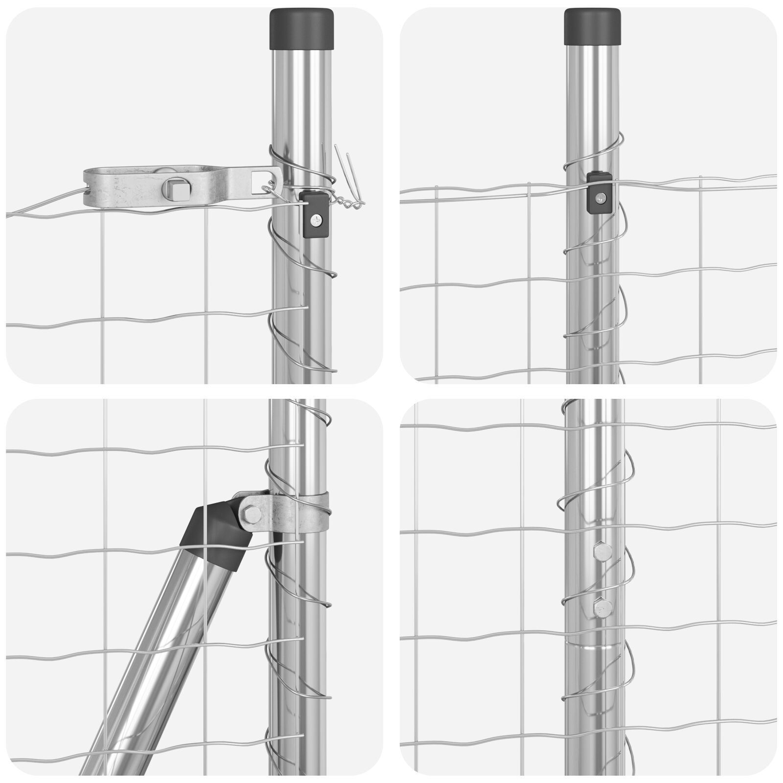 Gard Euro cu 7 posturi flanșate 1.4x10 m Oțel galvanizat GartenMobel Dekor