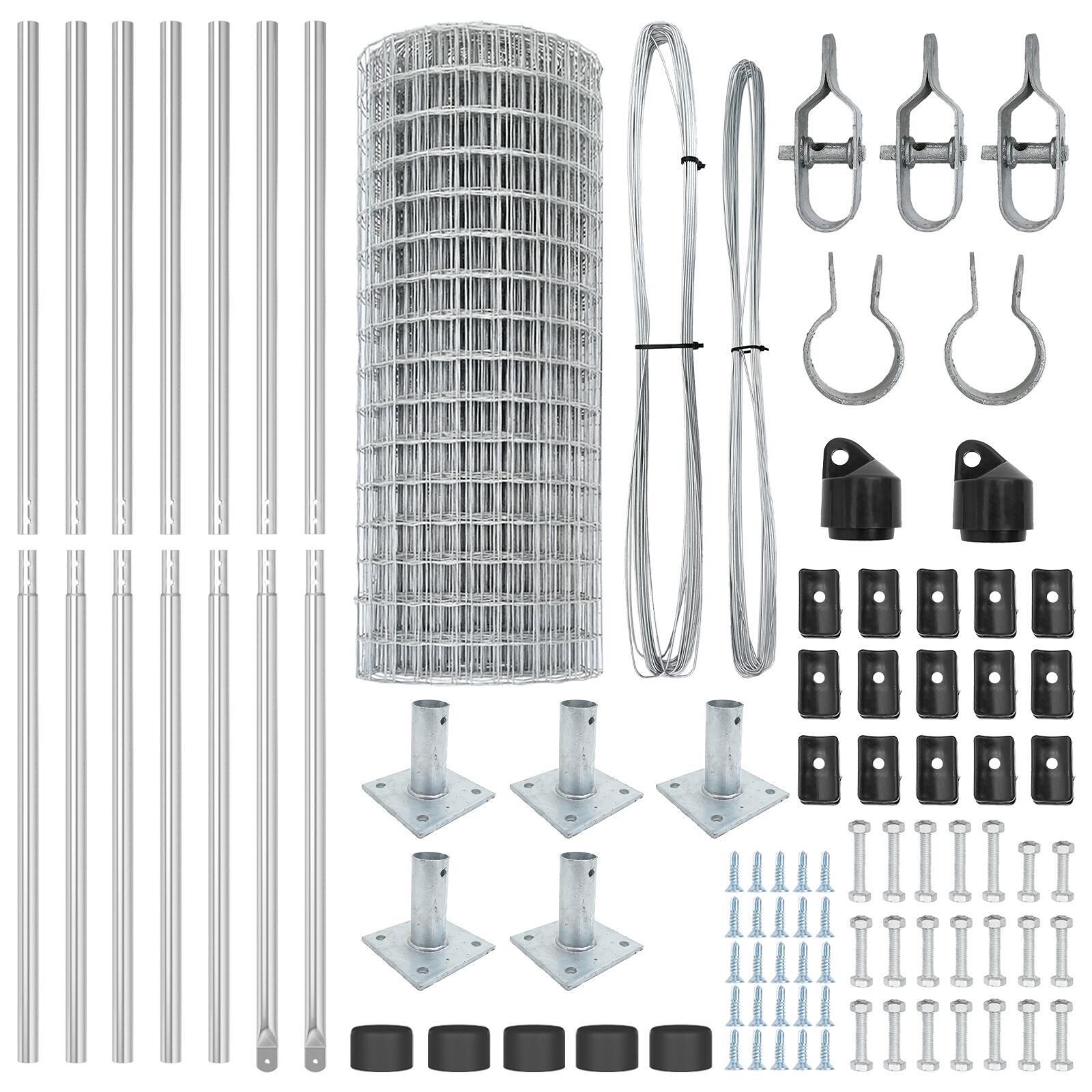 Gard Euro cu 7 posturi flanșate 1.4x10 m Oțel galvanizat GartenMobel Dekor