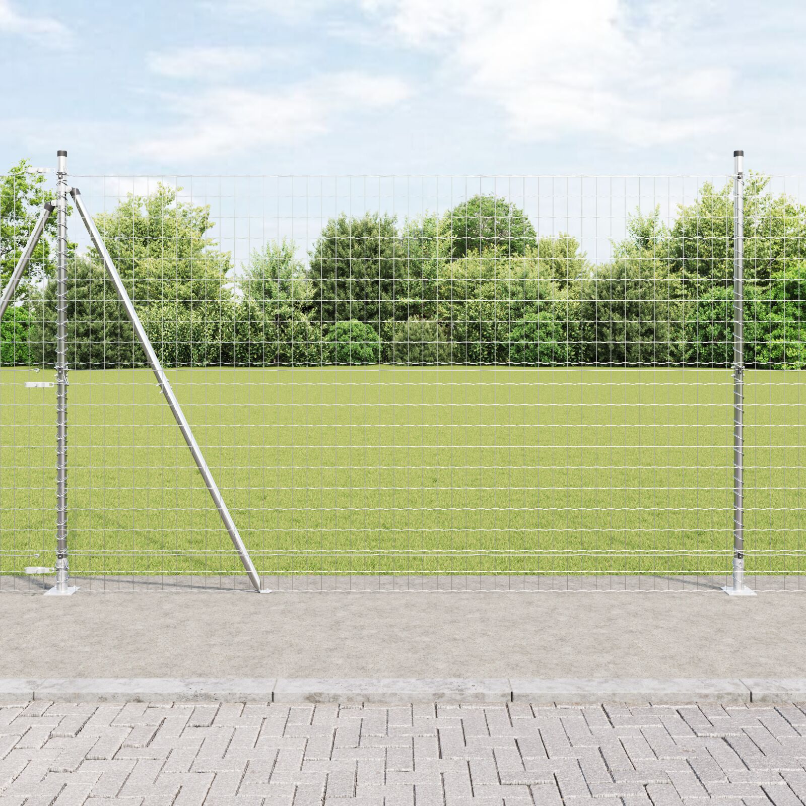 Împrejmuire Euro cu 7 Posturi Flanșate 1.4x10 m Oțel Galvanizat GartenMobel Dekor