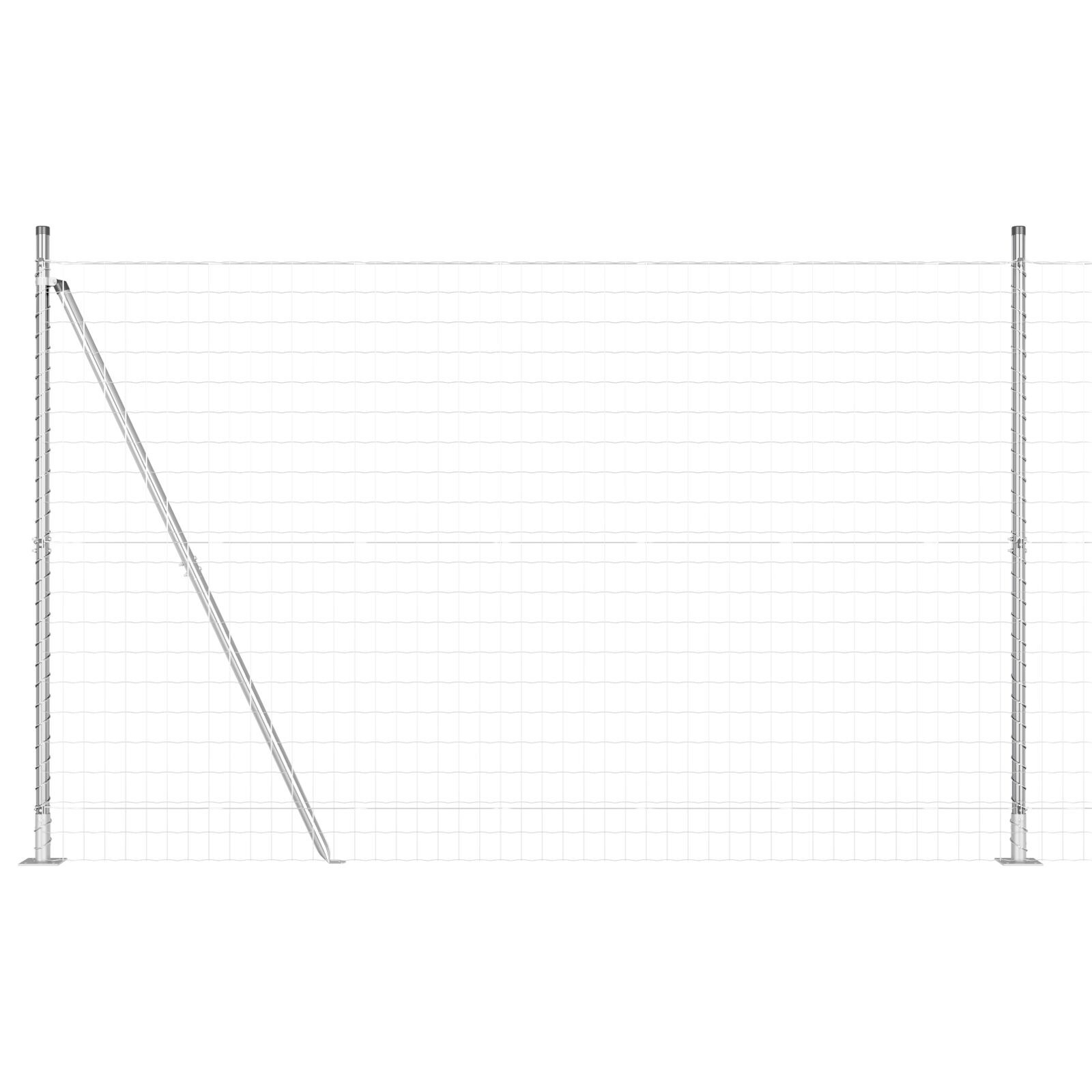 Împrejmuire Euro cu 7 Posturi Flanșate 1.4x10 m Oțel Galvanizat GartenMobel Dekor