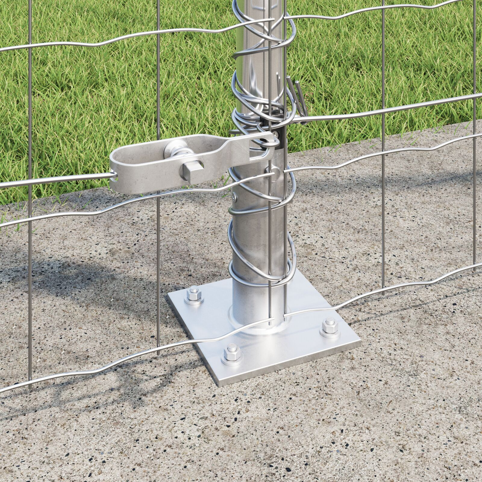 Împrejmuire Euro cu 7 stâlpi cu flanșă 1.4x10 m Oțel galvanizat GartenMobel Dekor