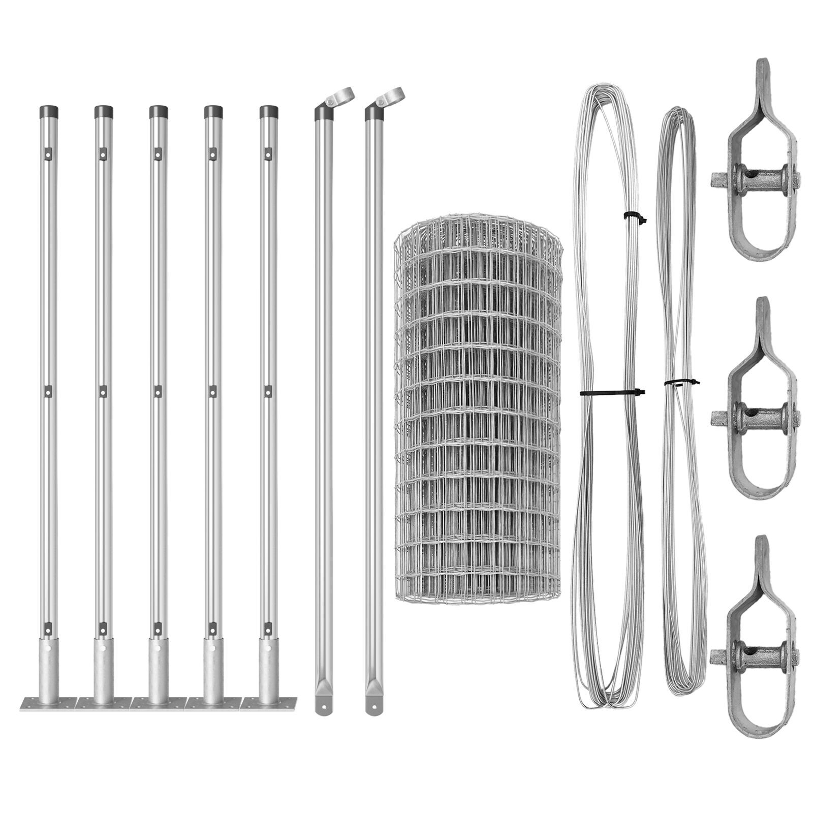 Împrejmuirea Euro cu 7 stâlpi flanșați 0.4x10 m Oțel galvanizat GartenMobel Dekor