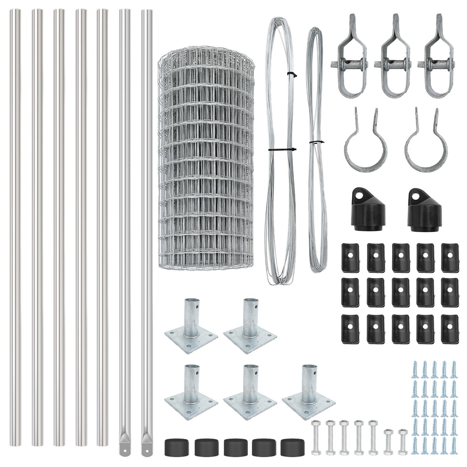 Împrejmuirea Euro cu 7 stâlpi flanșați 0.4x10 m Oțel galvanizat GartenMobel Dekor