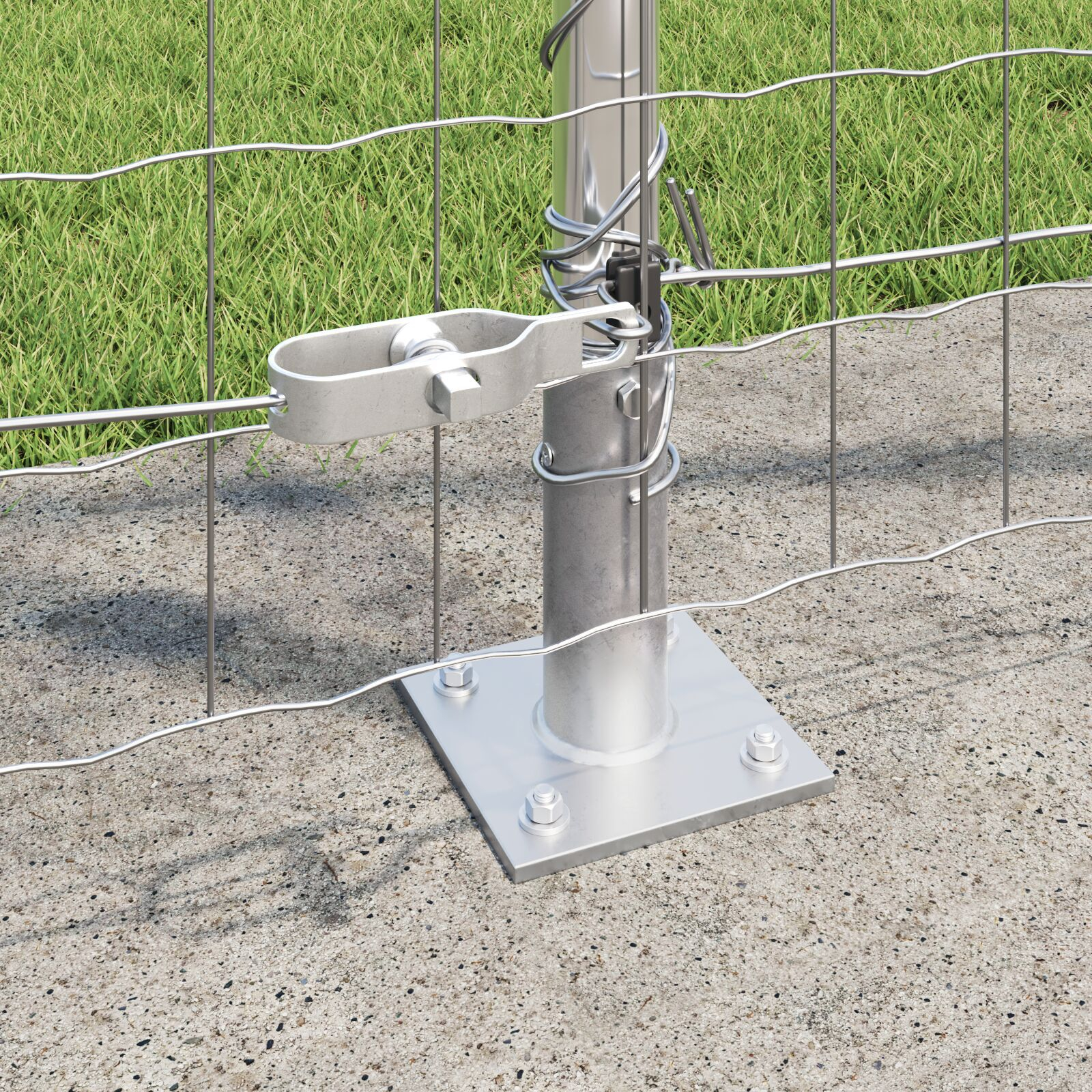 Euro Fence cu 7 Stâlpi Flanșați 1.2x10 m Oțel Galvanizat GartenMobel Dekor